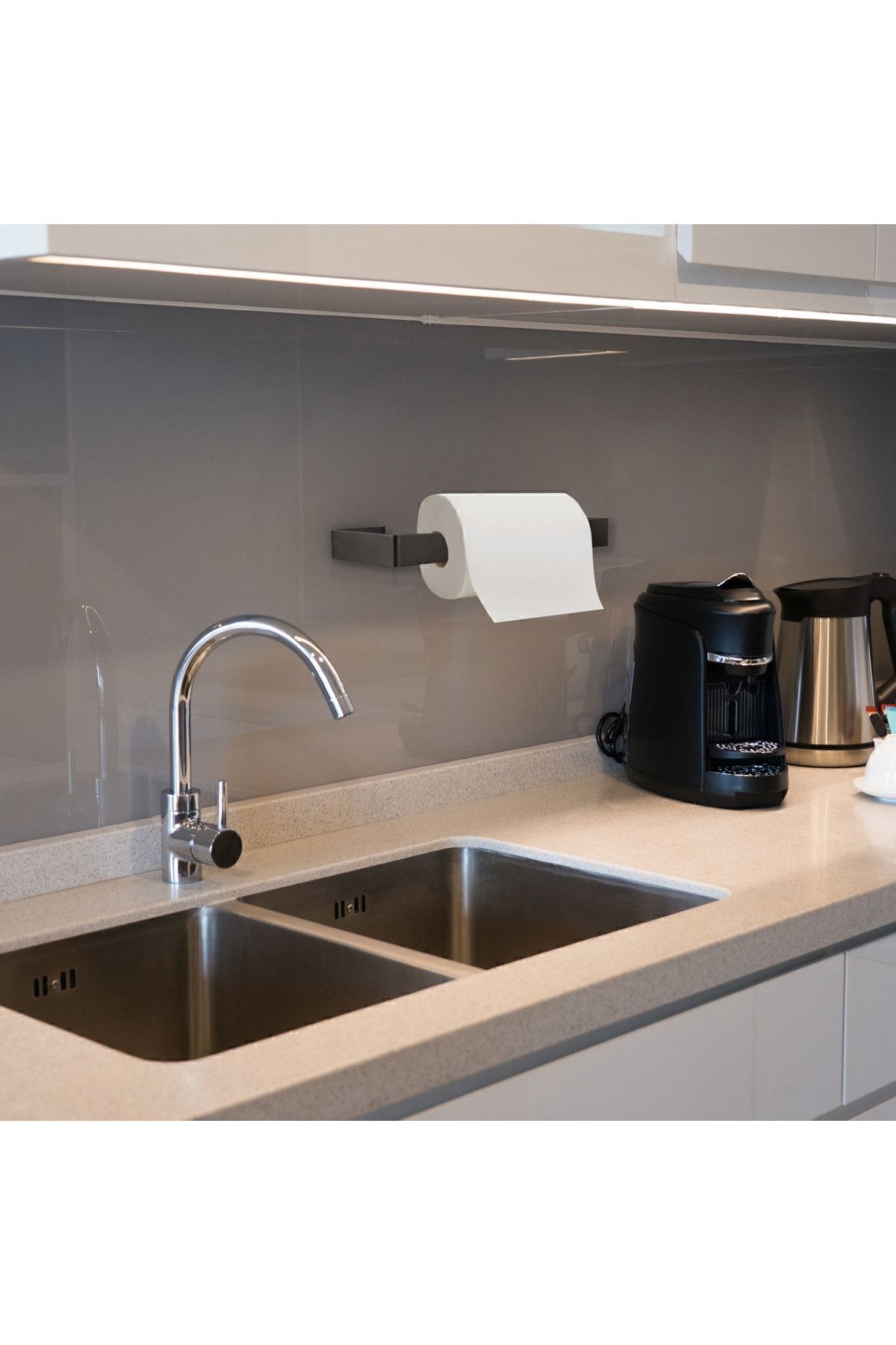 CNS Plastik Suport Pentru Prosoape De Hârtie Melody Houseware, Suport Pentru Șervețele Suport Pentru Șervețele Din Metal Cu Șuruburi Adezive - Mărime