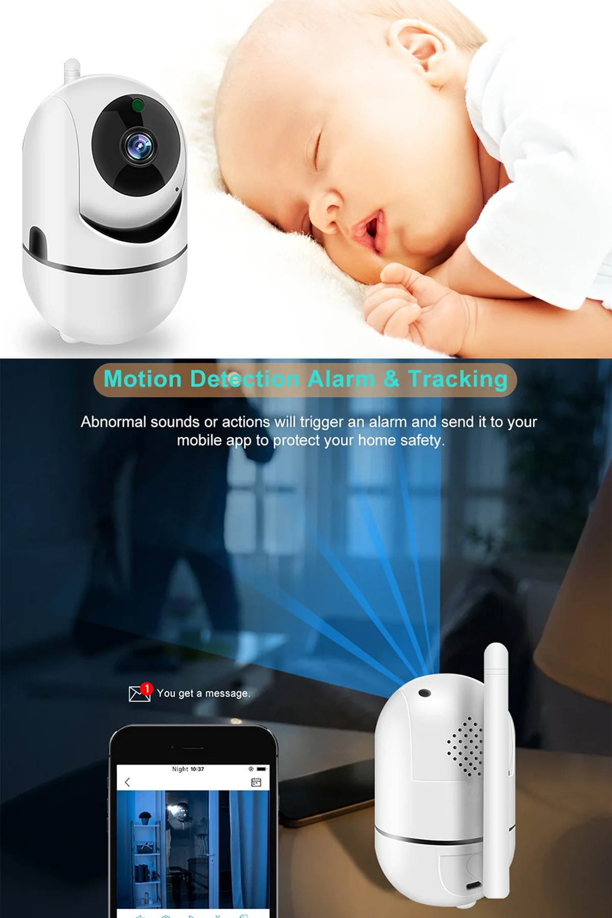 TECHNOMEN PTZ Gece Görüşlü Bebek Kamerası Wifi Akıllı Güvenlik Kamerası Bebek Monitörü Evcil Hayvan Kamerası fotoğrafı 7 (önizleme)