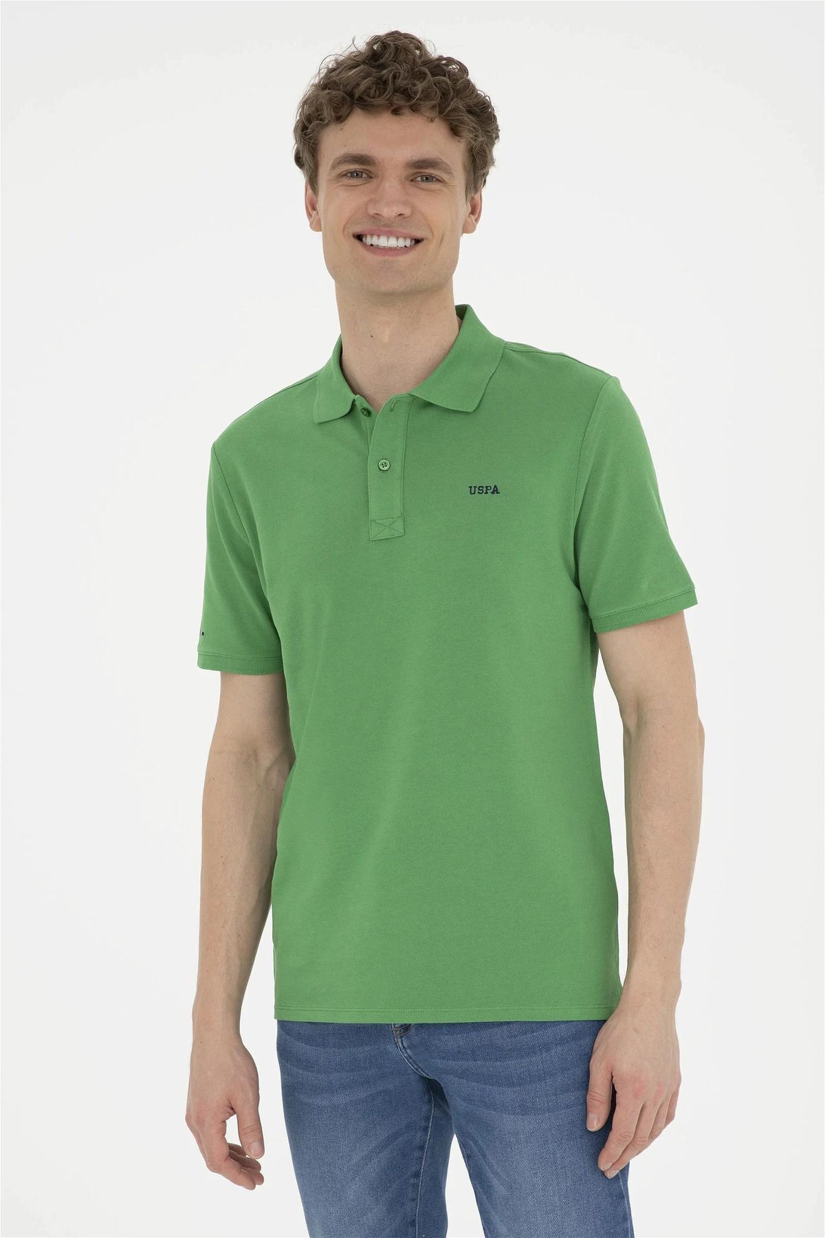 تی شرت یقه پولو سبز مردانه پایه اصلی چوگان ASSN U.S. Polo Assn.
