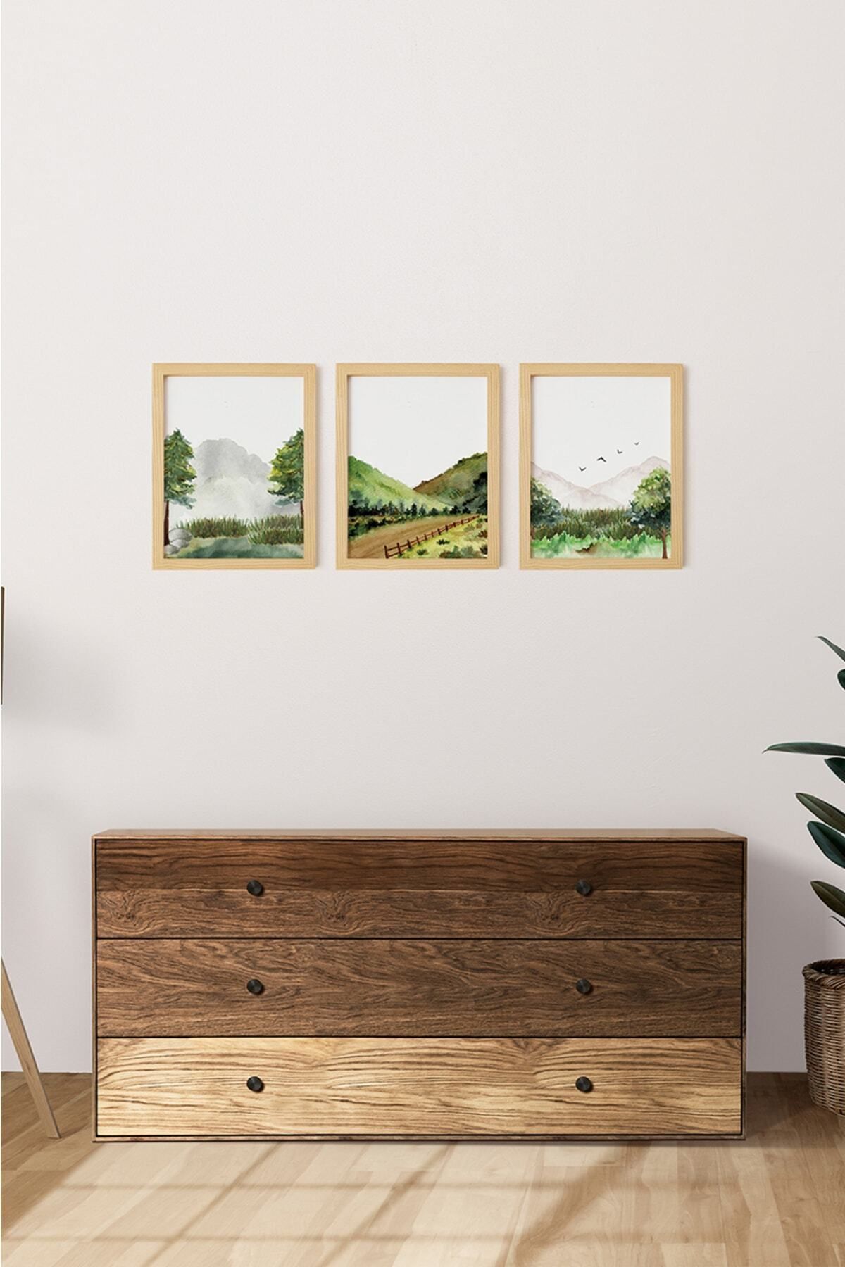 Ayışığı Dizayn-طقم لوحات كلاسيكية بإطار خشبي مكون من 3 قطع - 21x30 سم 1
