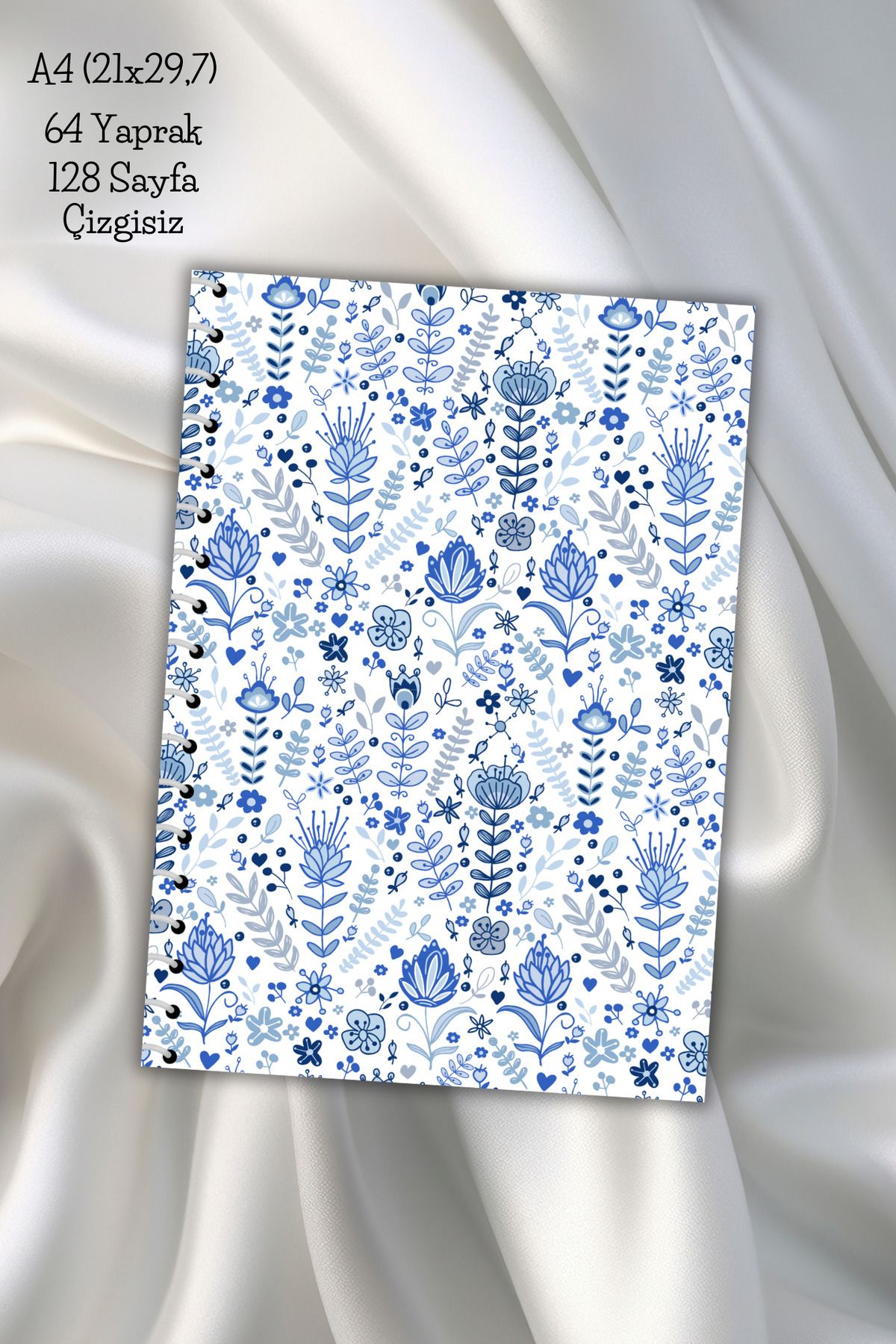 daily notebook-دفتر ملاحظات مدرسي غير مبطن بالزهور مقاس A4 - 64 ورقة (21x29,7 سم) 1