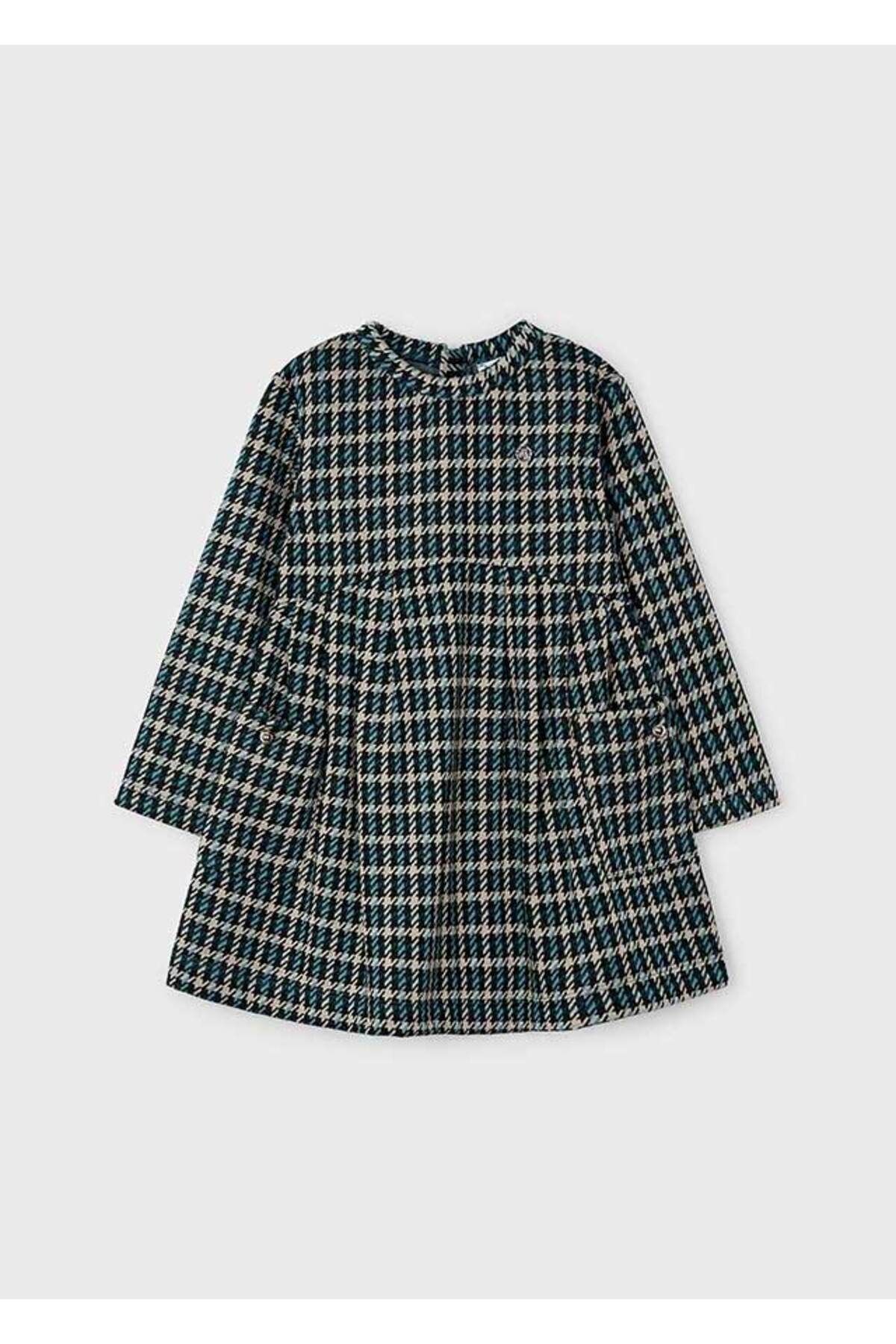 MAYORAL-Green Houndstooth Patterned Girl's Dress - 4928 2