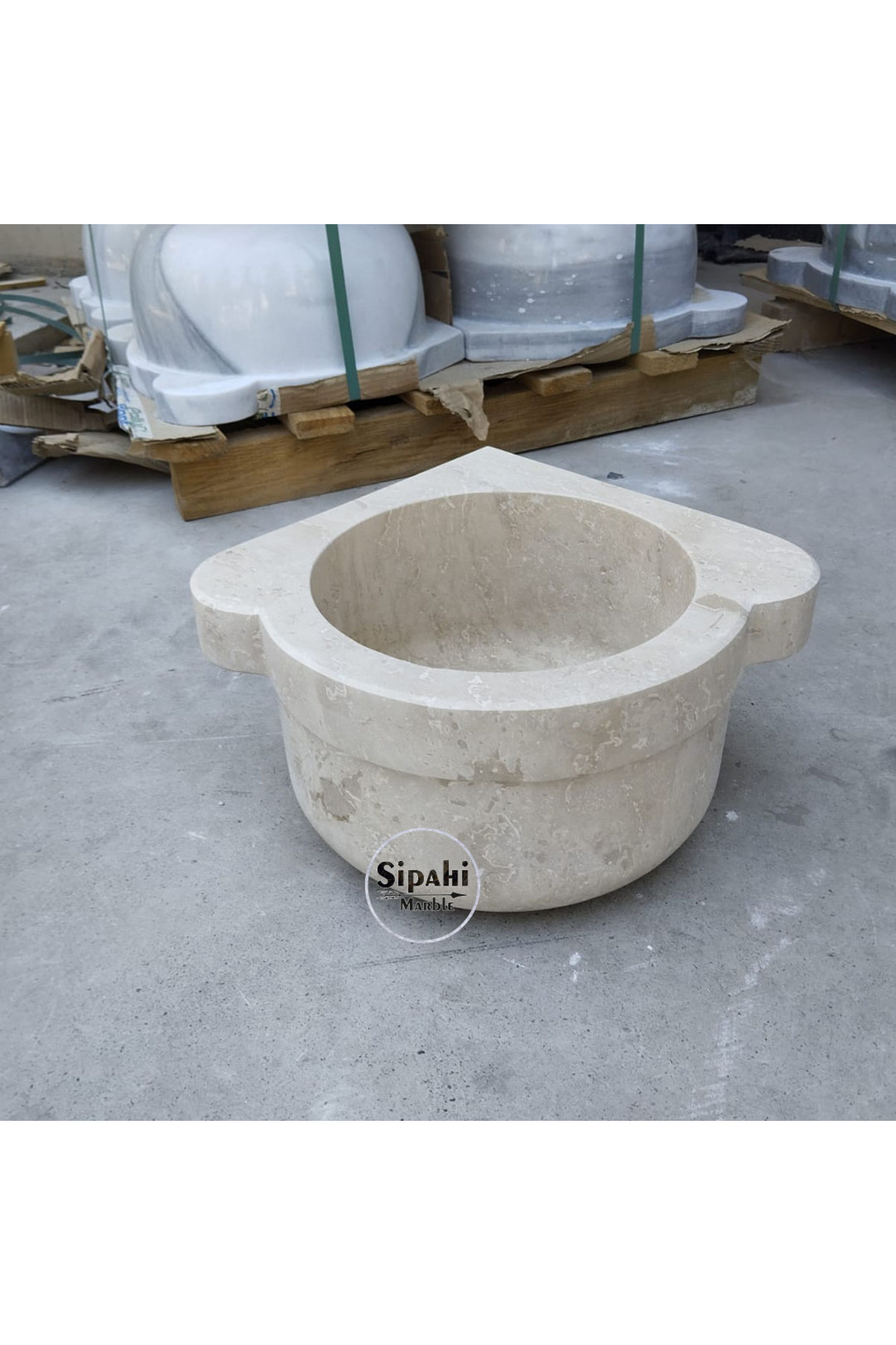 SİPAHİMARBLE Traverten Düz Köşe Mini Kurna