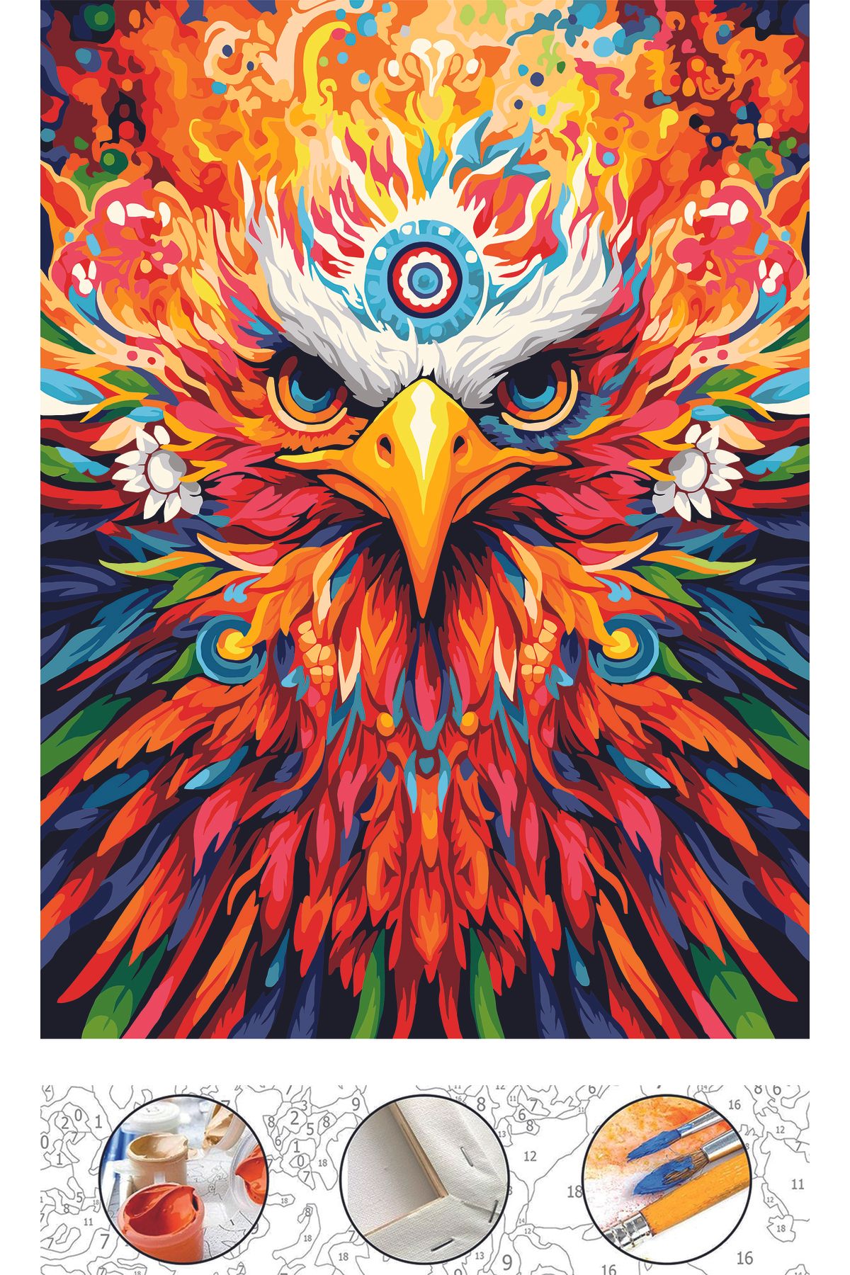 Sayılarla Boyama Seti Numaralı Tuvale Gerili Fırça Boya Dahil Tam Set 40x50cm | Parlak Kartal