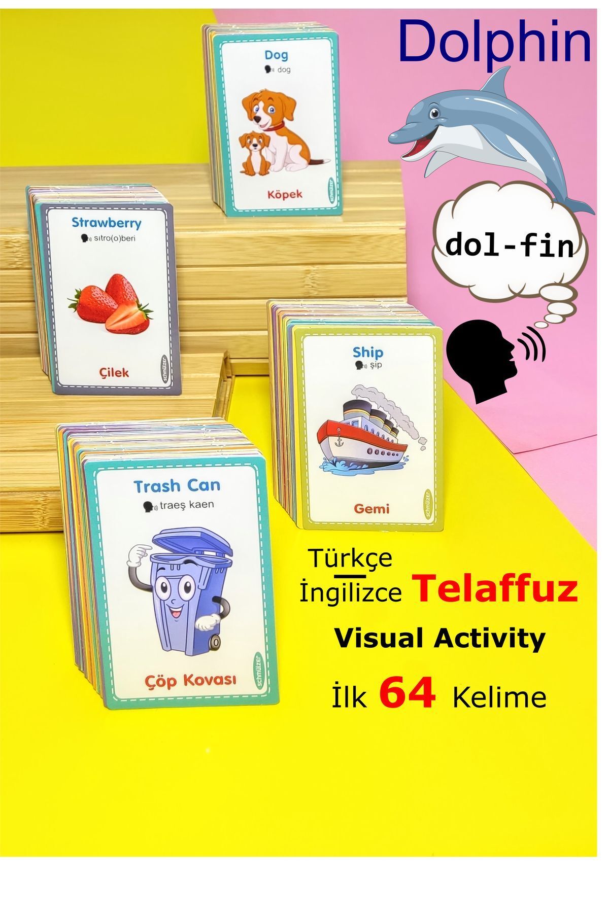 Türkçe İngilizce Telaffuzlu -  Visual Activity Cards - İlk 64 Kelimem (1-5 yaş)