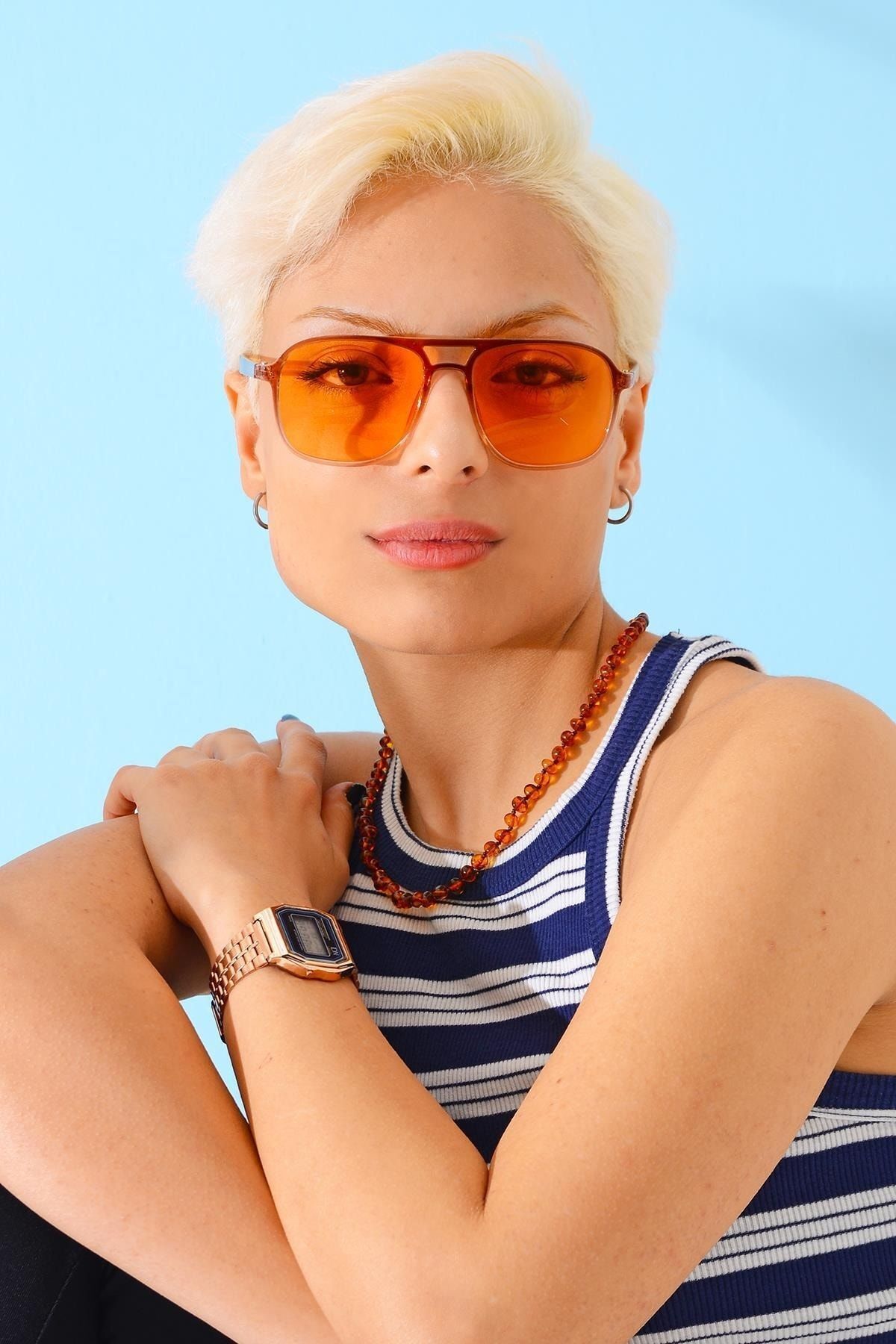 Duke Nickle-OranGe Square Frame unisex Sports SunGlasses - Uv 400 Intense Glass 2