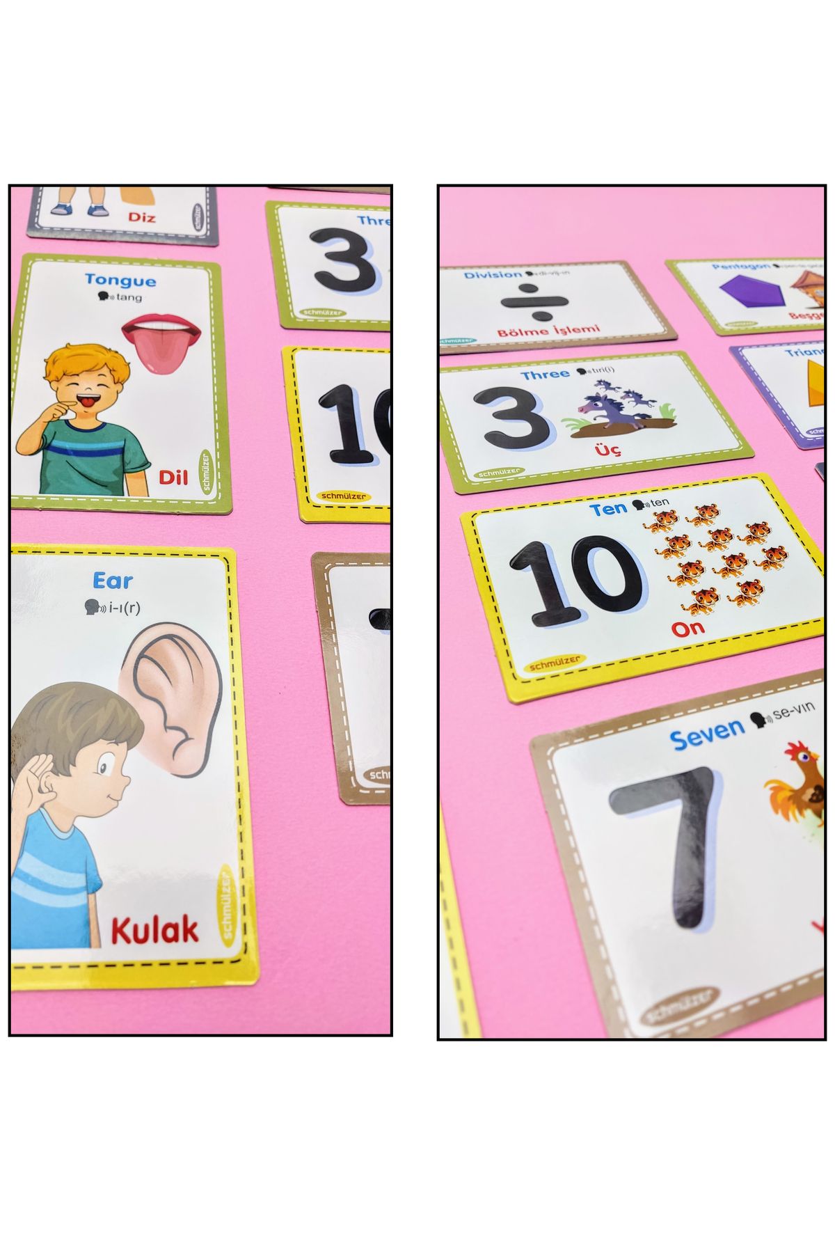 Schmülzer-Educational Activity Card with Turkish English Pronunciation for 1-10 Years - Organs, Colors, Shapes, Numbers 4