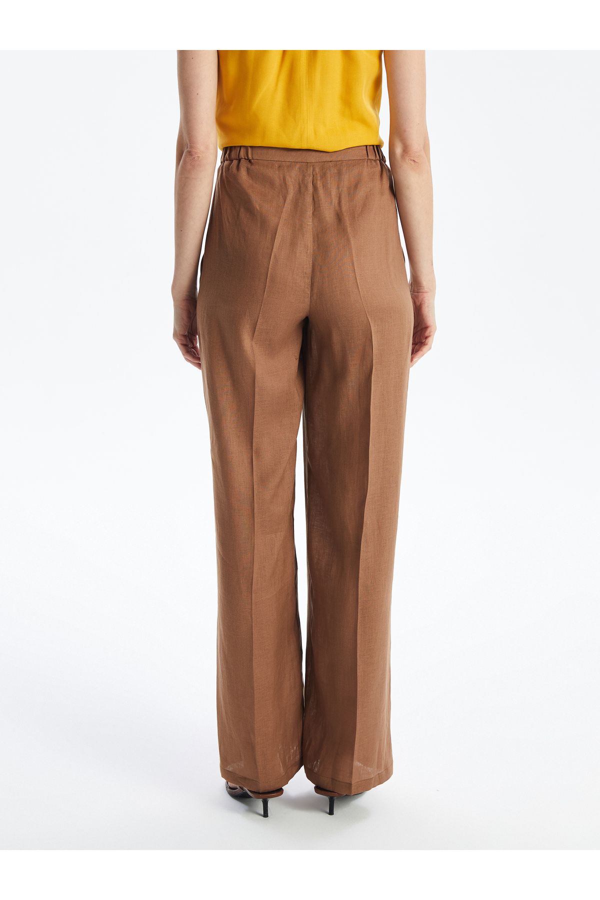 LC Waikiki-Comfortable Molded Elastic Waist Linen Trousers for Women 4