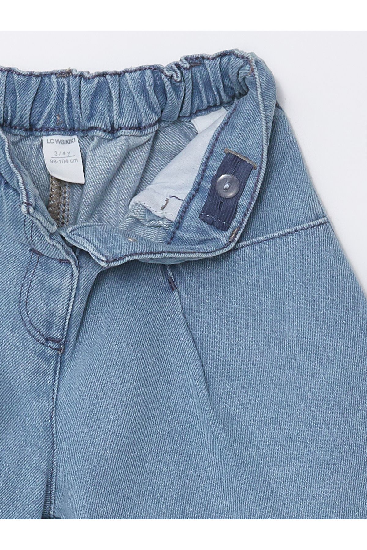 Beli Lastikli Basic Kız Bebek Jean Şort - 5