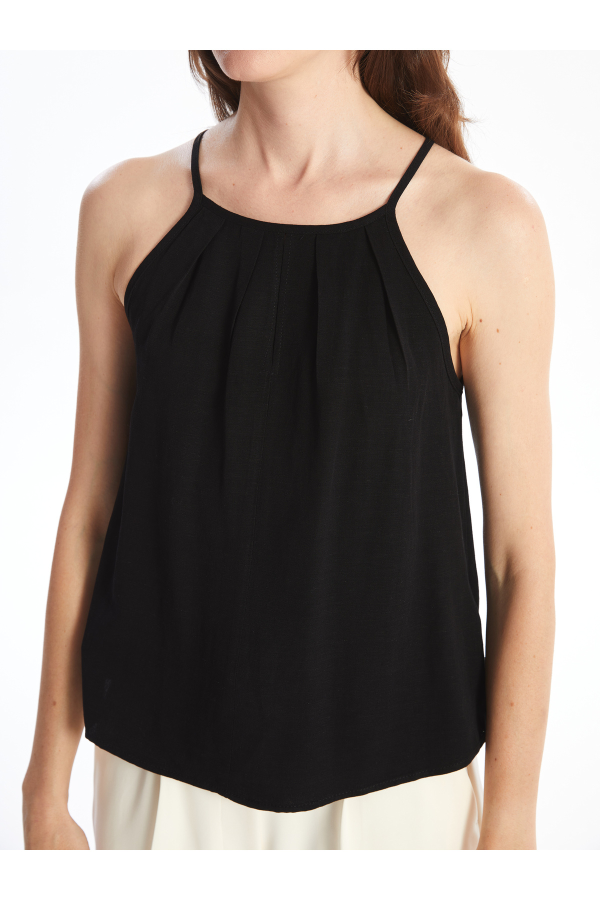 LC Waikiki-Linen Blended Halter Neck Women's Blouse 3