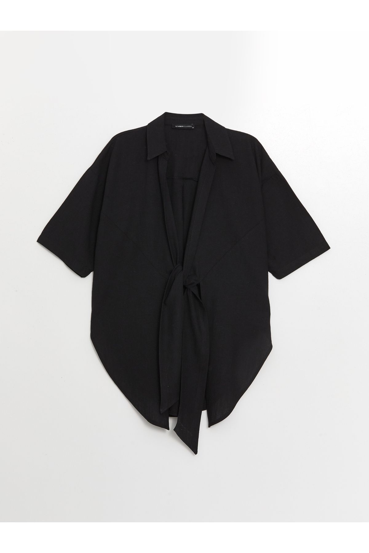 Şal Yaka Düz Oversize Keten Karışımlı Kadın Kimono