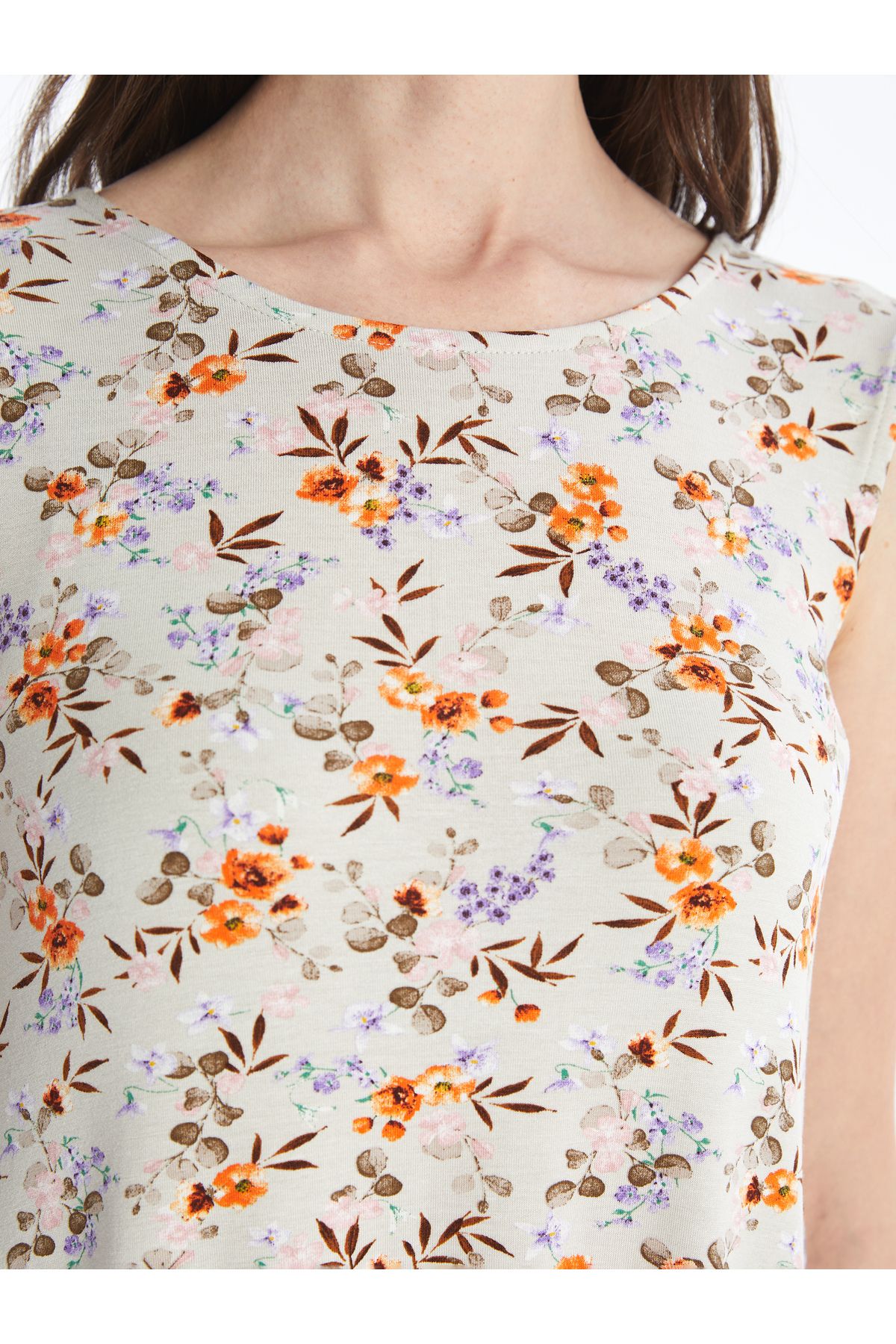 LC Waikiki-Γυναικείο φόρεμα σε γραμμή Α Floral Crew Neck 3