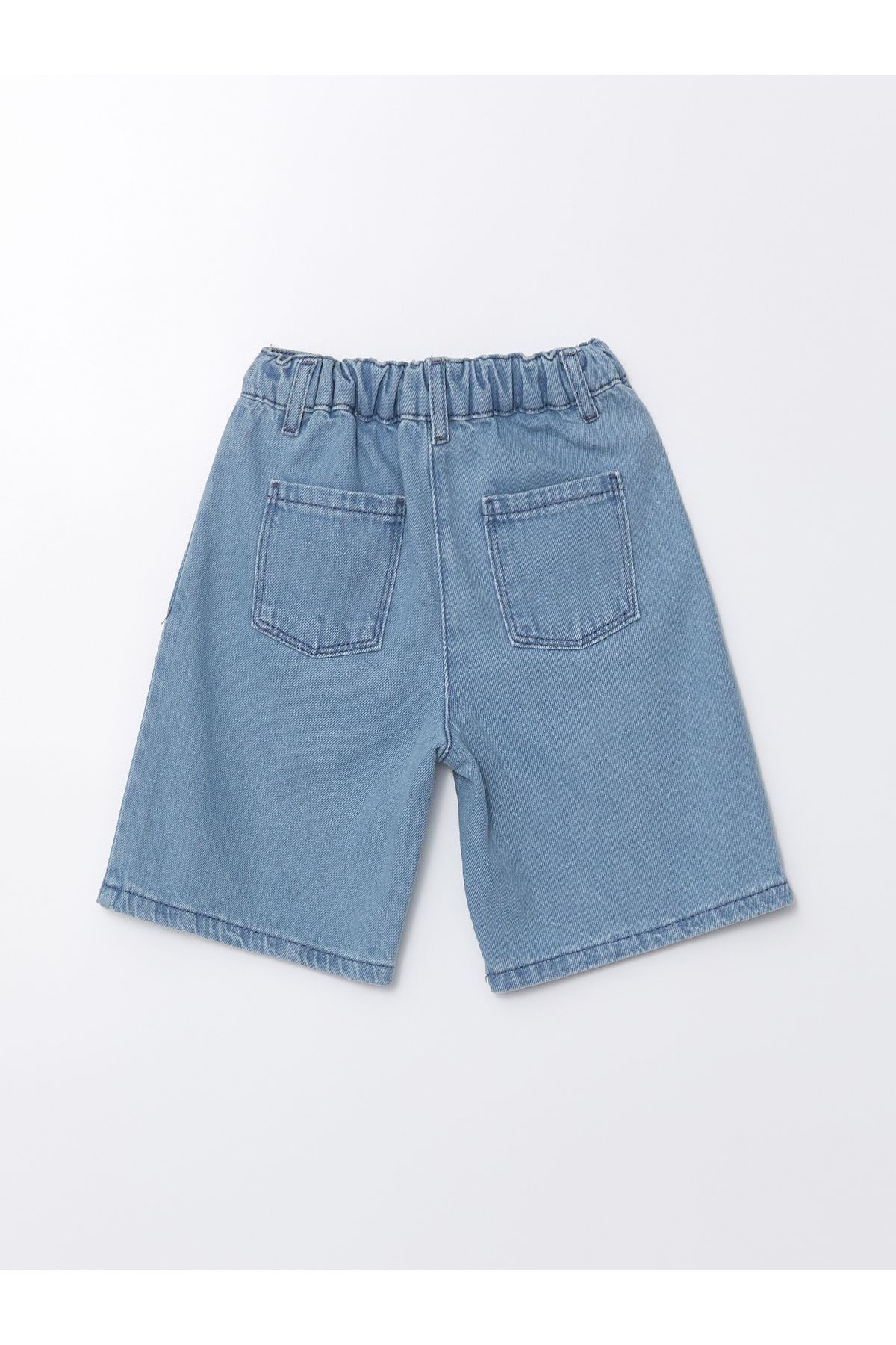 Beli Lastikli Basic Kız Bebek Jean Şort - 4