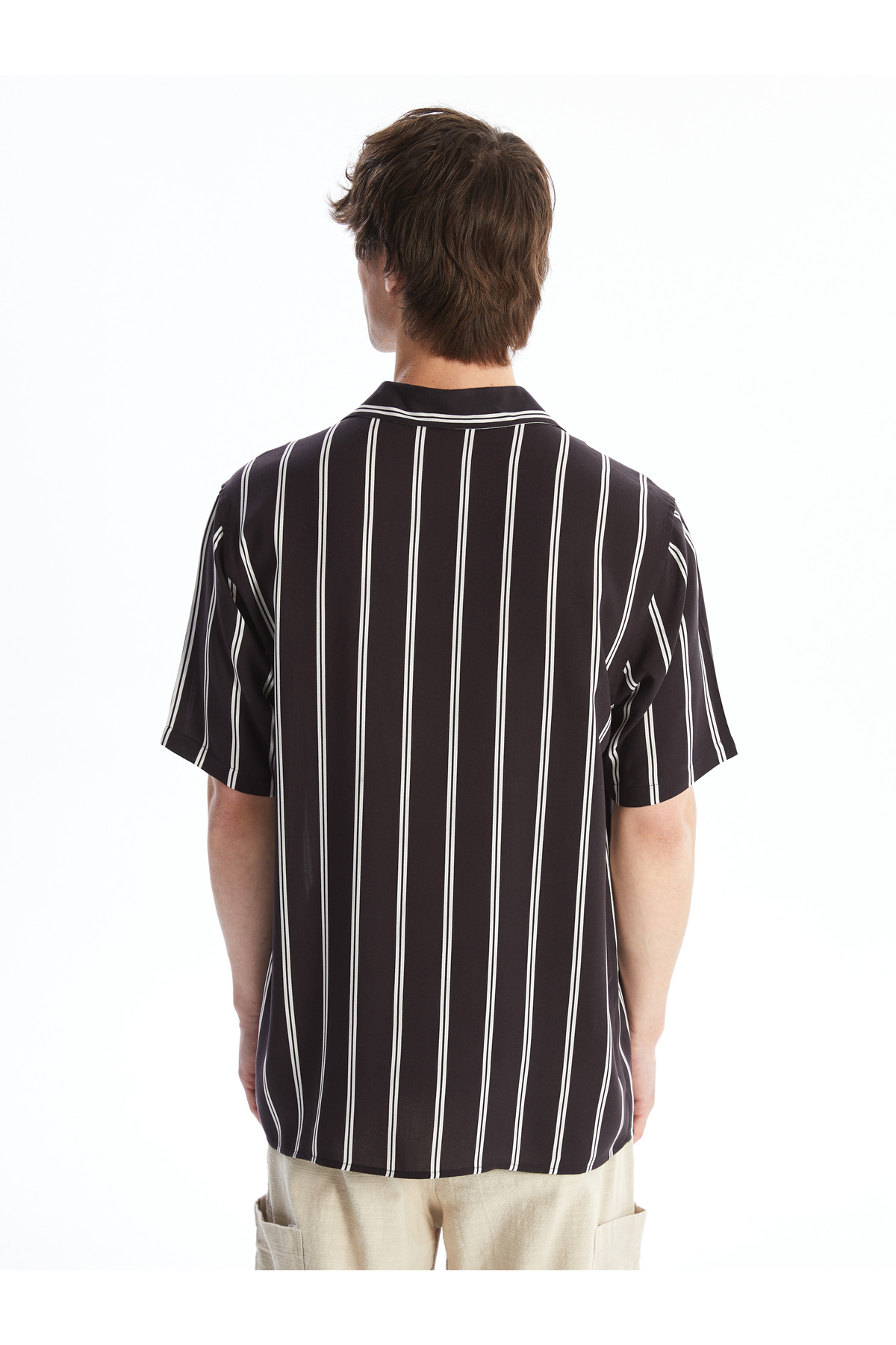 پیراهن ال سی وایکیکی مردانه ویسکوز خاکستری  راه راه Regular/رگولار    بیسیک کژوال/روزمره | LC Waikiki S4NT14Z8 - تصویر 5