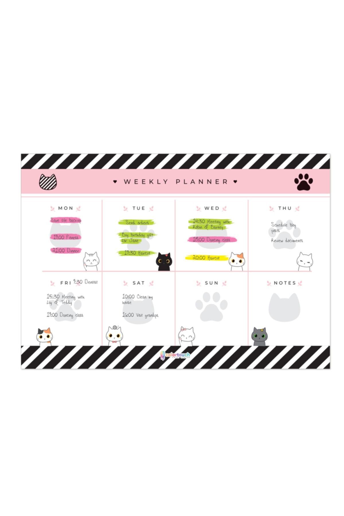 colortouch Cute Paws Weekly Planner A4 Boyut - Haftalık Planlayıcı ...