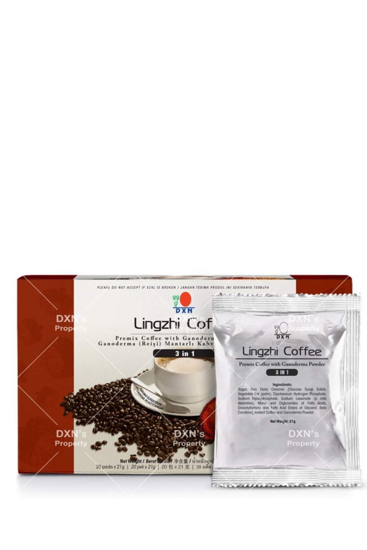 DXN-Lingzhi Coffee 3in1 - Coffee in Three Coffee with Ganoderma, 20 Sachets x 21g 2