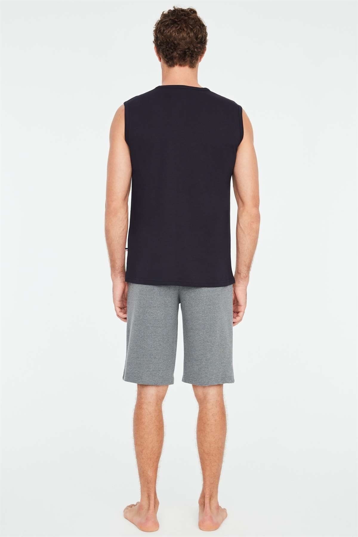 ست پیژامه آبی مردانه لباس خواب بدون آستین مدل 18670 U.S. Polo Assn.