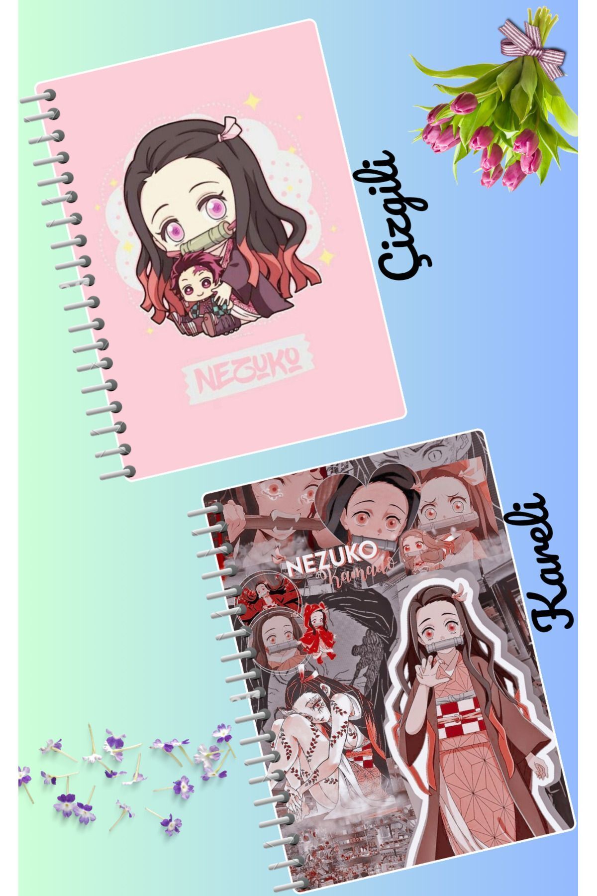 animeandyourworld Nezuko Komado Defter Seti 2 Adet A4 Boyutu 21*30