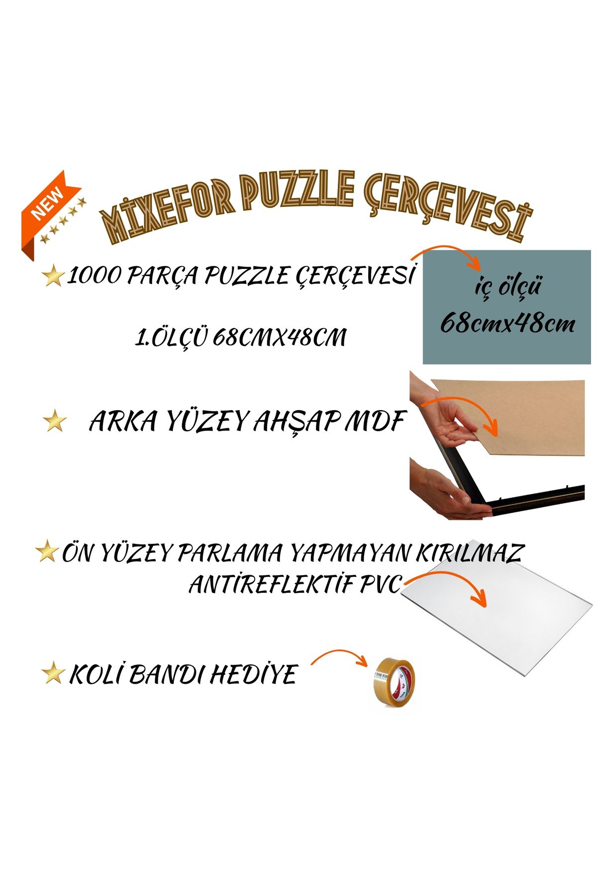 mixefor-إطار أحجية 1000 قطعة من الزجاج الشبكي غير القابل للكسر من الوجه الأمامي مقاس 68 سم × 48 سم 2