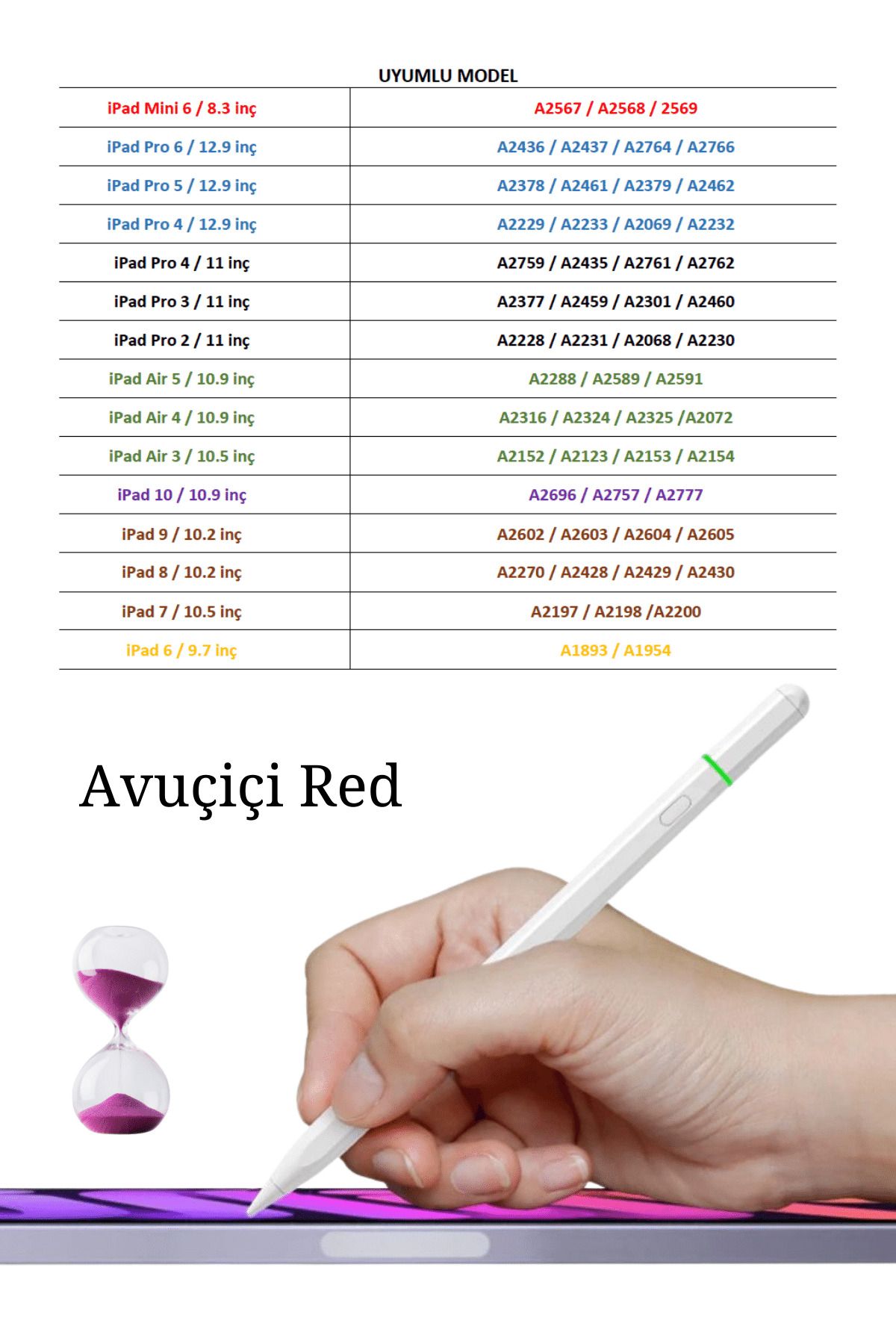 Fuchsia-iPad 10Th Generation Compatible Pencil Usb-C Palm Red Tilt Stylus Pen with Bluetooth Connection 6