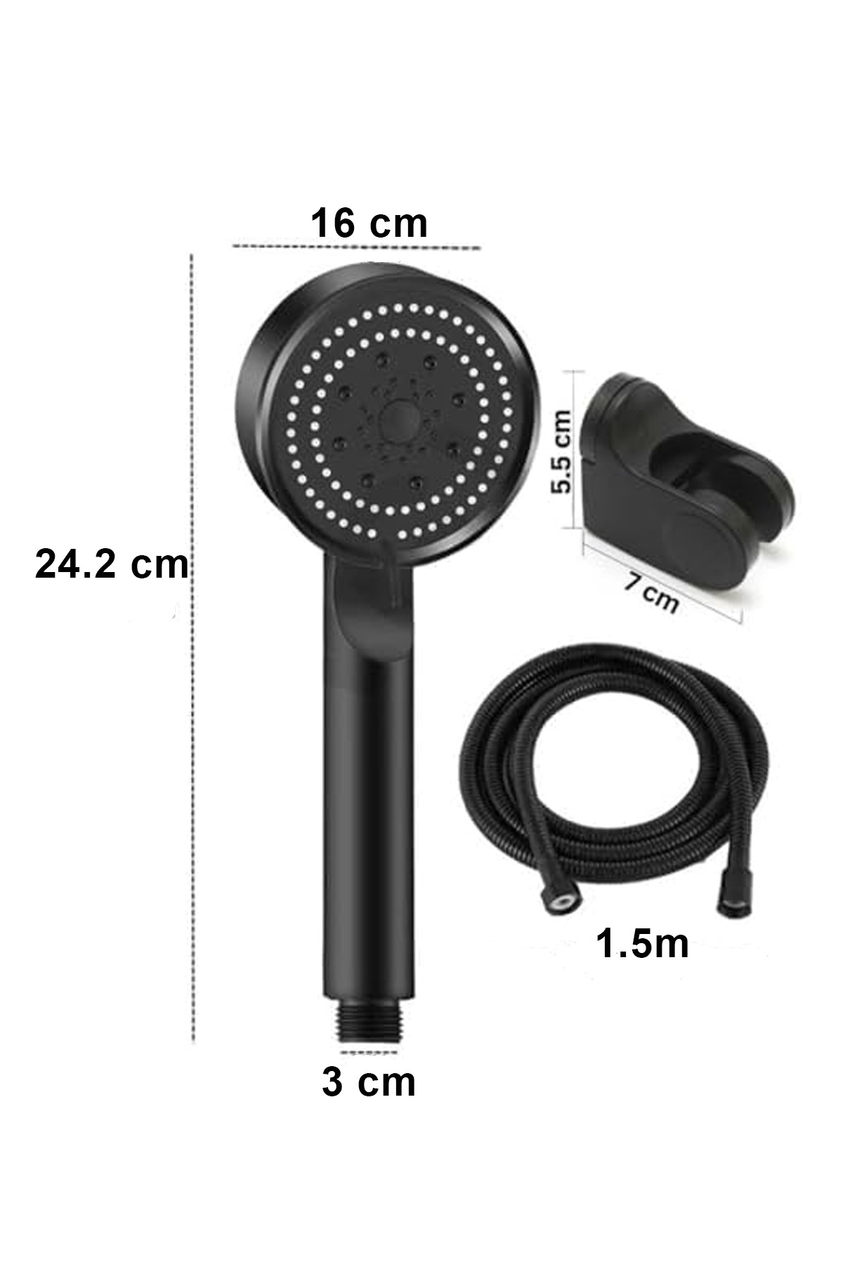 Factorial 5 Fonksiyonlu Duş Başlığı Seti Su Tasarruflu Banyo Fiskiyesi Askılı Duş Hortumu Bebek Çocuk Yıkama fotoğrafı 3 (önizleme)