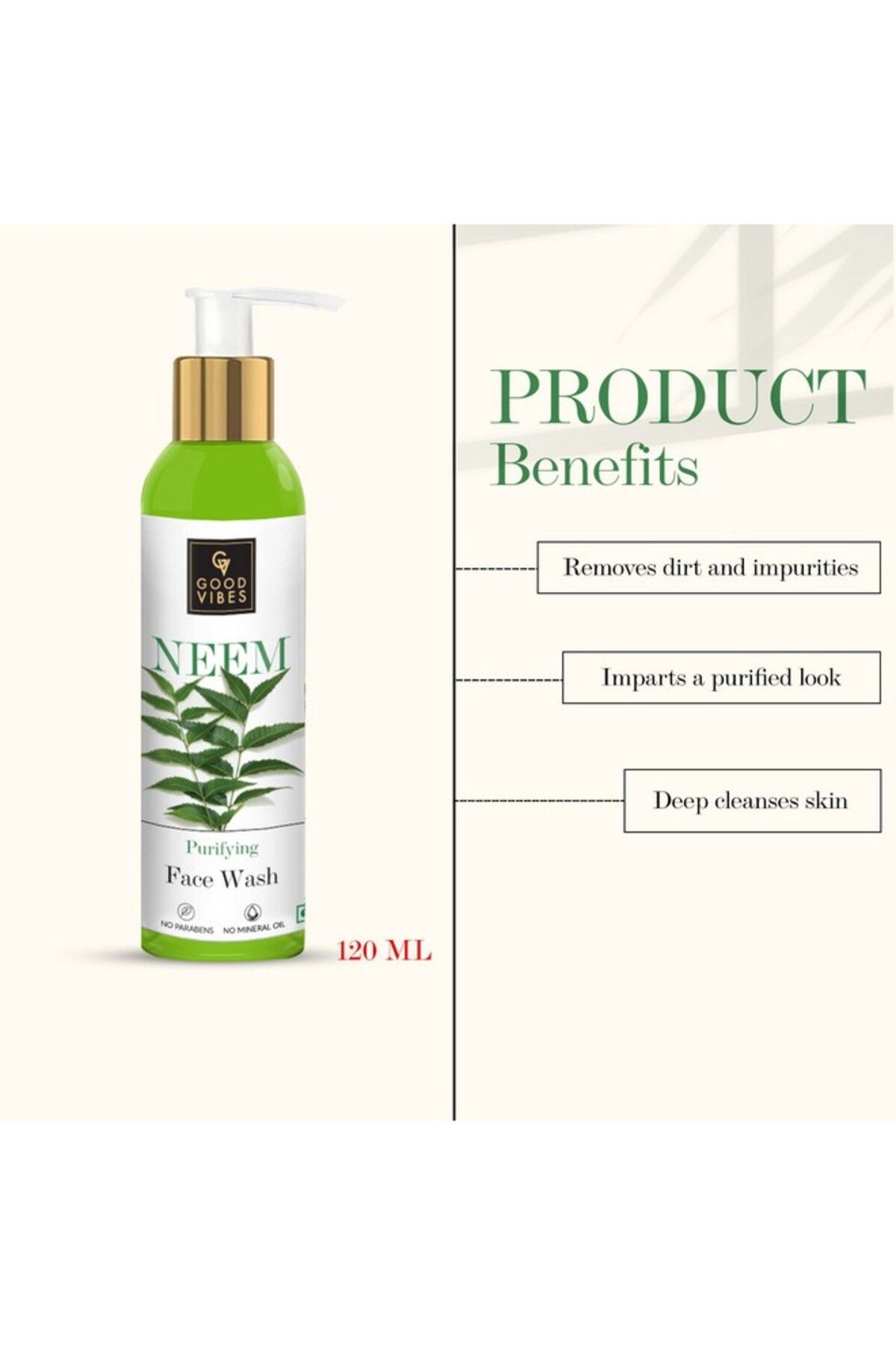 Good Vibes-Neem Purifying Face Wash, 120 ml, Anti AcneExfoliating Formula for All Skin Types 5