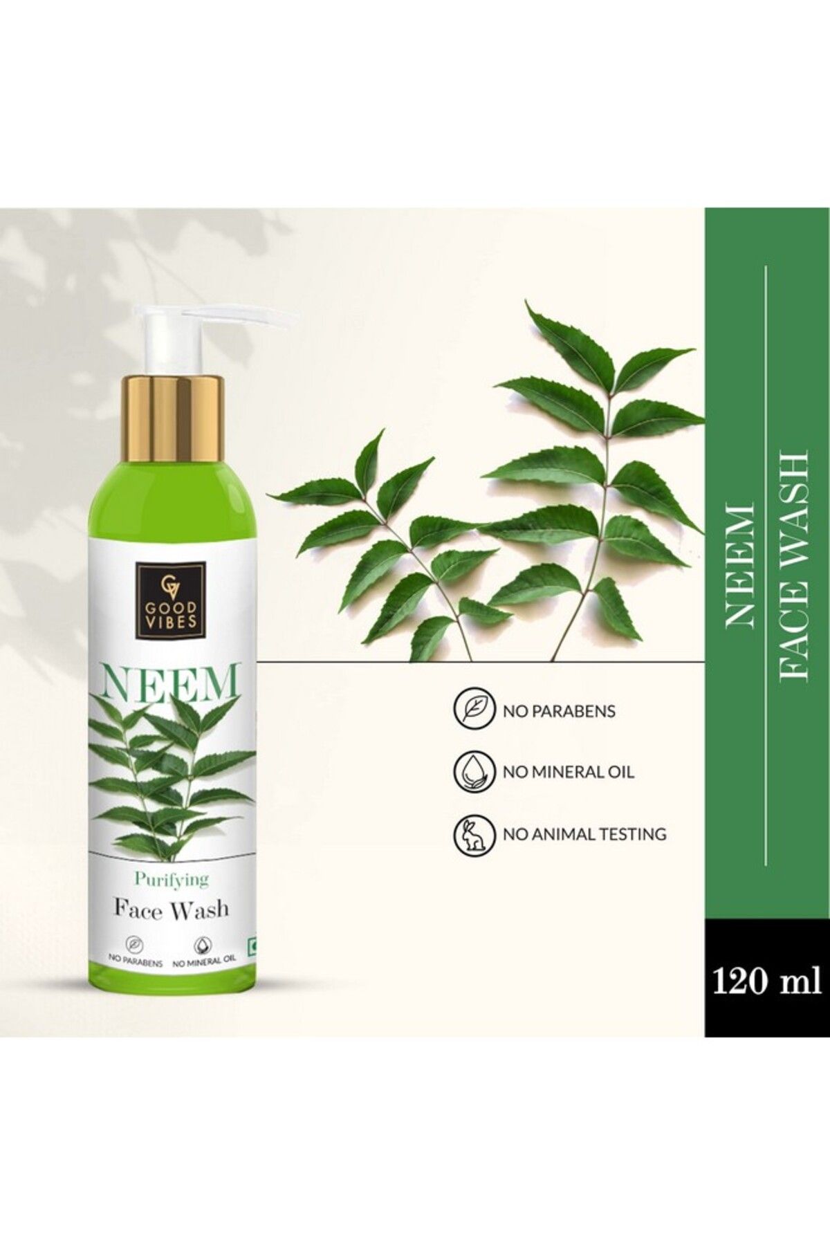 Good Vibes-Neem Purifying Face Wash, 120 ml, Anti AcneExfoliating Formula for All Skin Types 3