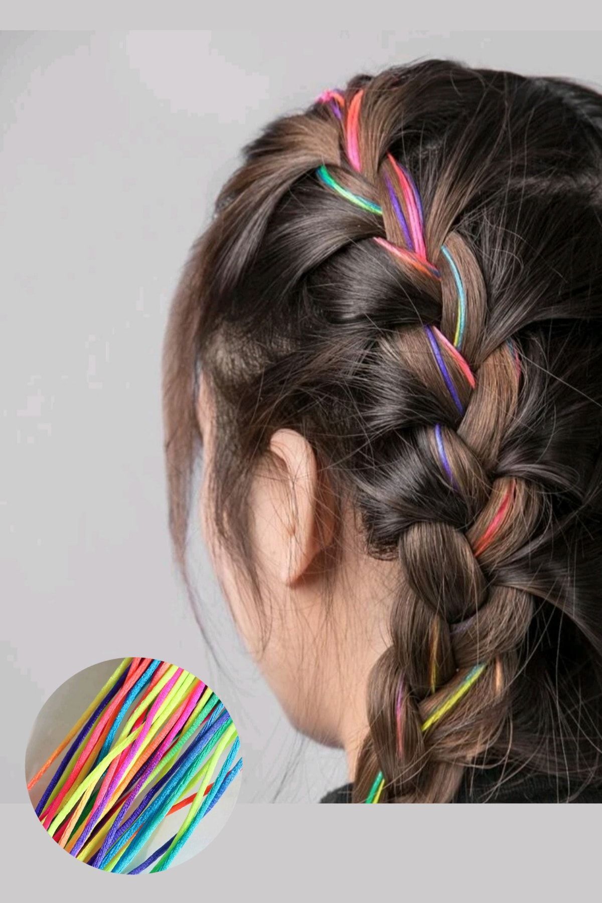 MutluBiDünya Kalın Ipli Ebruli 8 Adet Saç Ipi 100 Cm