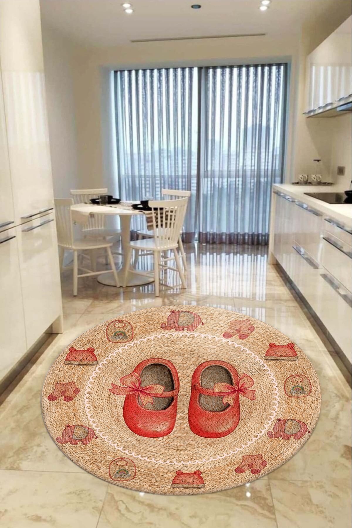 Home Decorative Machine Washable Anti-Slip Base Round Kitchen And Balcony Rug