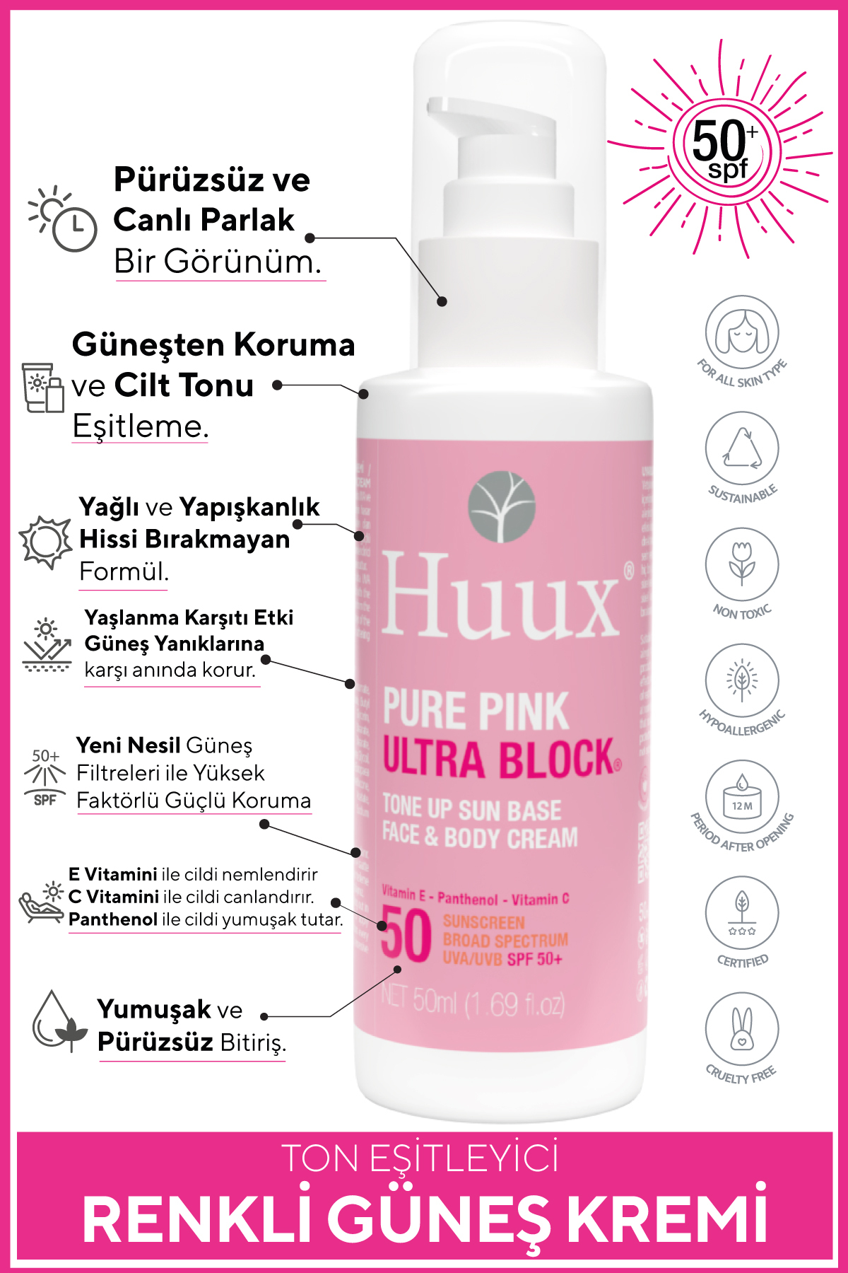 Yeni Nesil Spf50+ Güneş Kremi - Pure Pink Ultra Block Aydınlatıcı Spf50+ Güneş Kremi — TYC00462852988 — تصویر 3 از 8