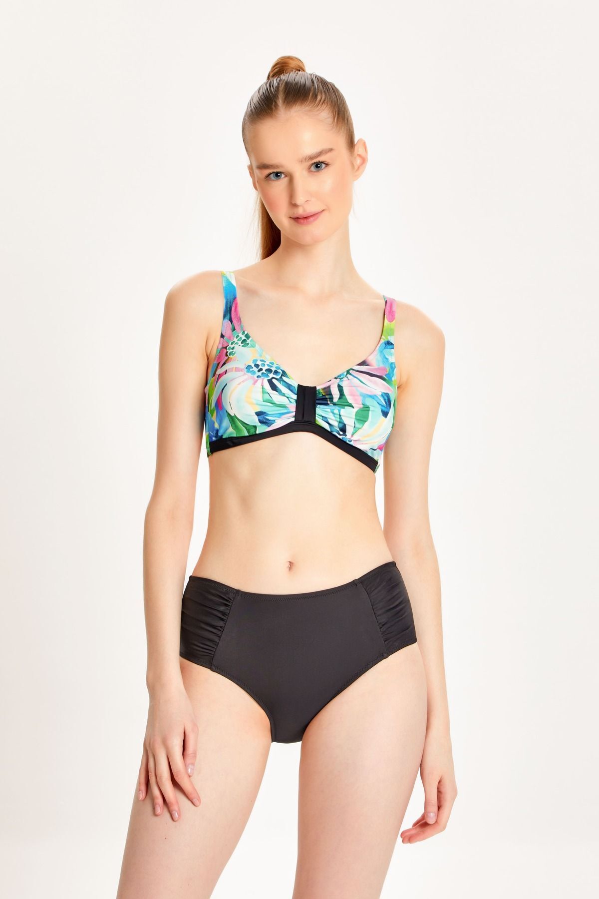 TOO SALTY SWIMWEAR KADIN DESENLİ TOPARLAYICI YÜKSEK BEL BİKİNİ TAKIMI 24S125ST