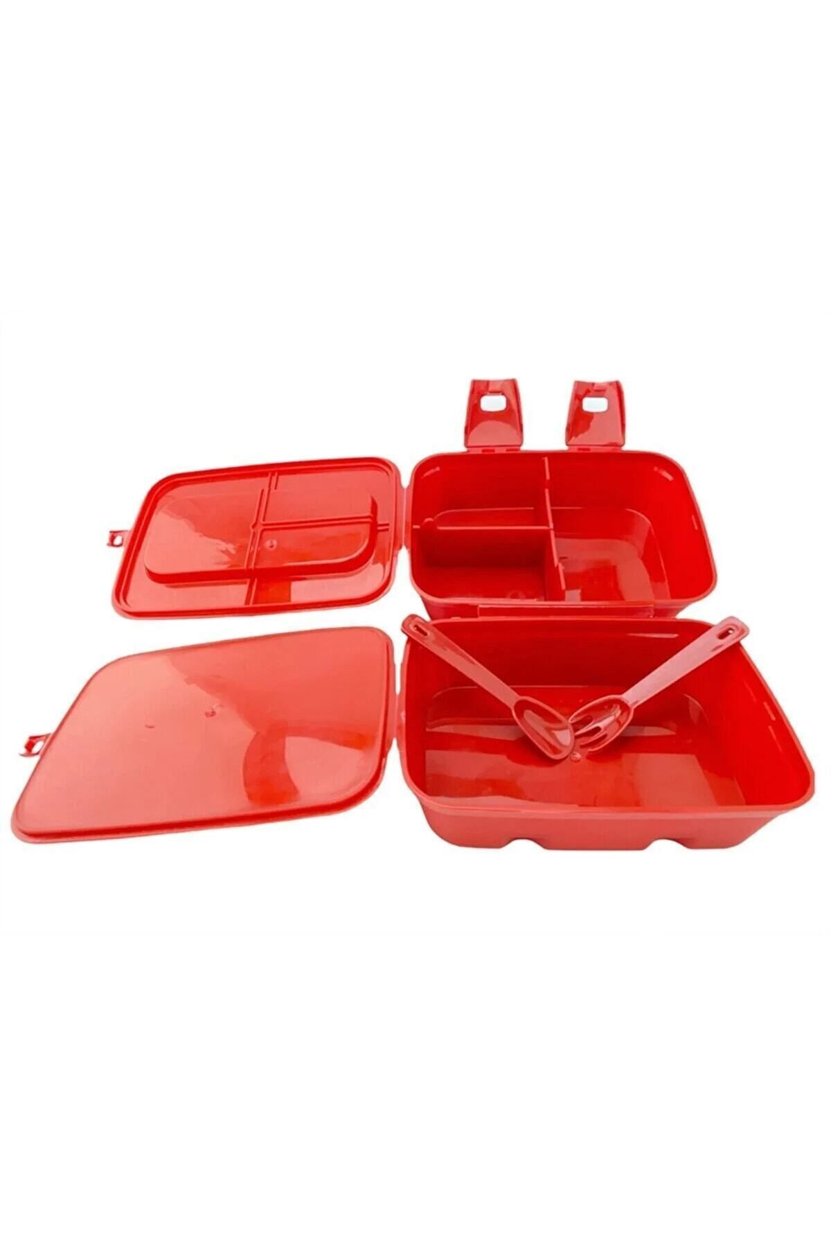 OPTİZON-Speed Car Car Two Layer Compartmented Fork Spoon Lunch Box Double Locked 7