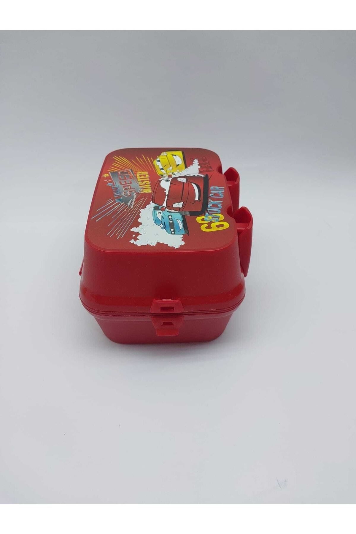 OPTİZON-Speed Car Car Two Layer Compartmented Fork Spoon Lunch Box Double Locked 4