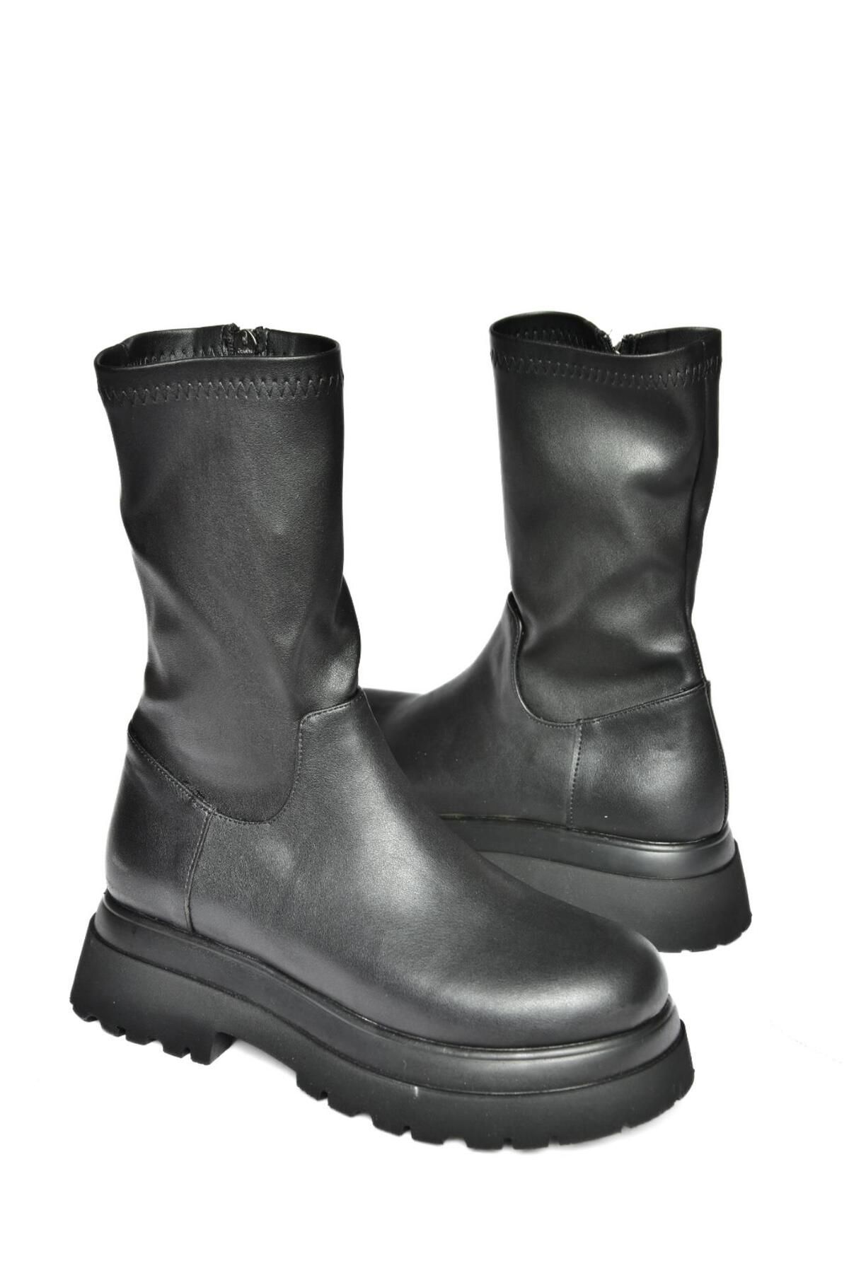 Fox Shoes-Schwarze Damenstiefel mit dicker Sohle 8