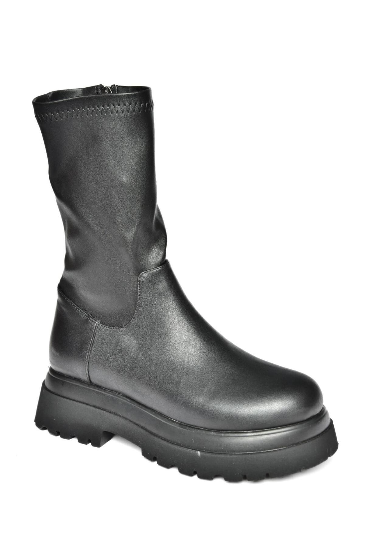 Fox Shoes-Schwarze Damenstiefel mit dicker Sohle 6