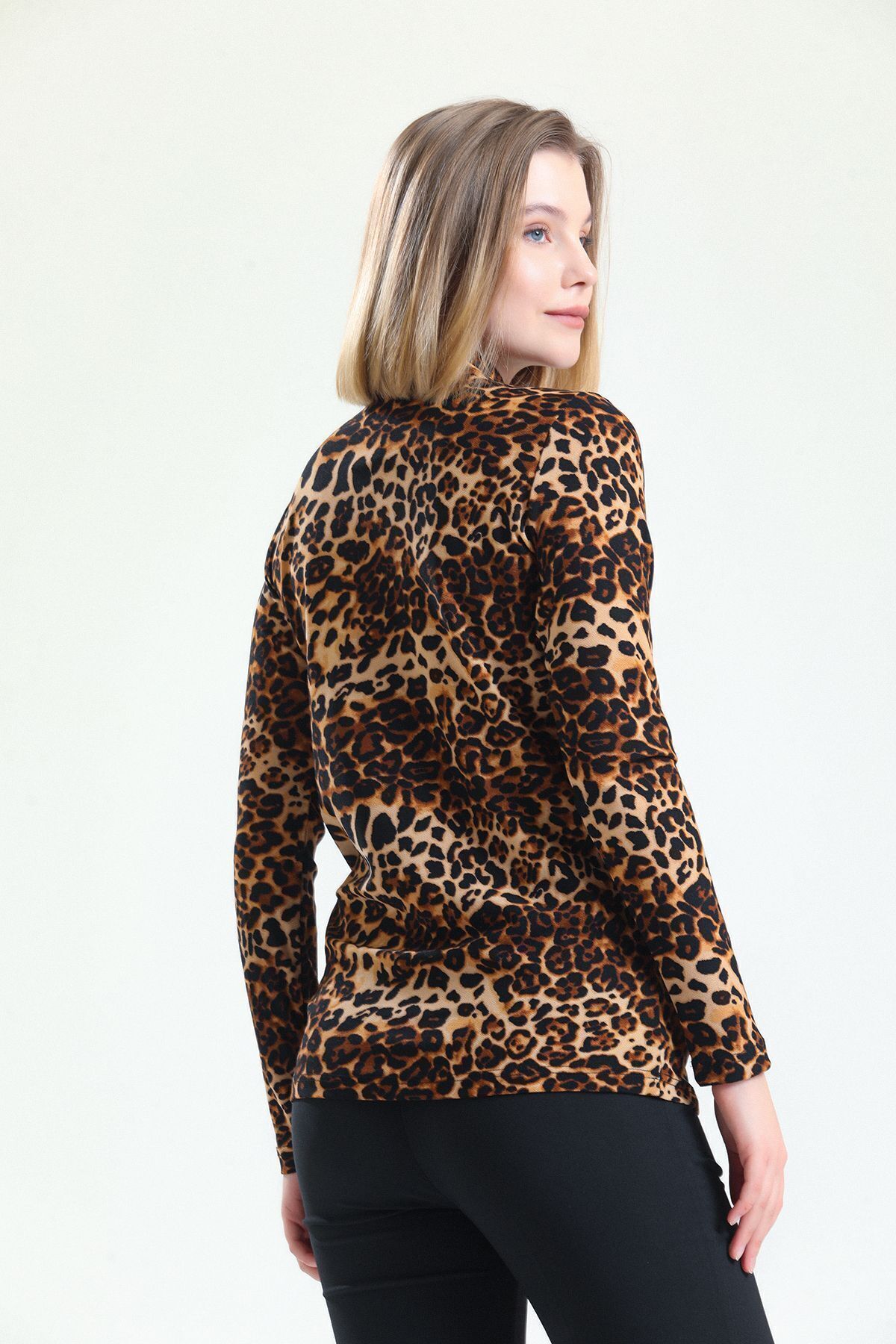 Sense Leopar Desenli Leopar Desenli Uzun Kol Bluz | BLZ32850