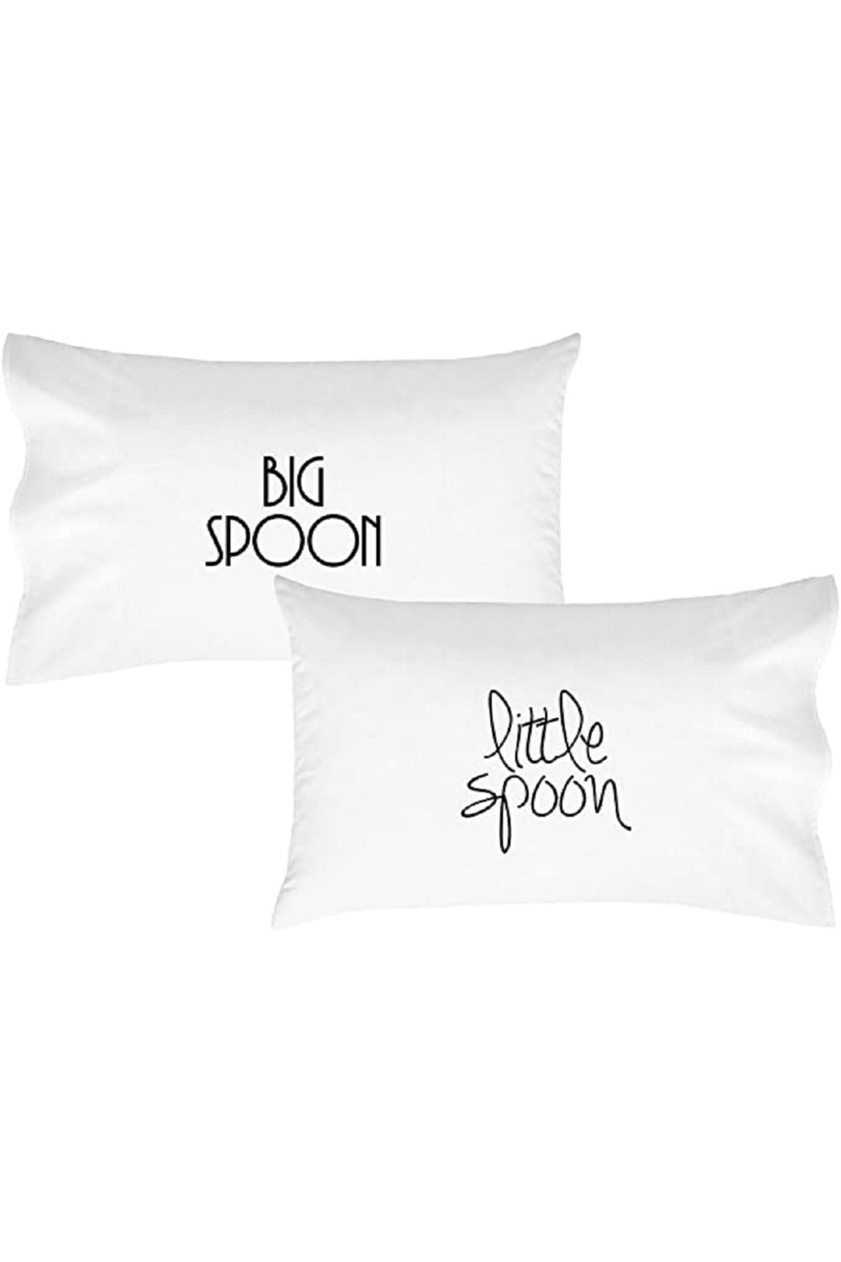 EVYA 100 Cotton Big Spoon Small Spoon Written Decor 50x70 Cm Pillow Case 2 Pieces Trendyol