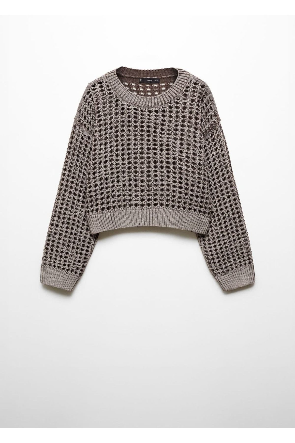 MANGO Woman-Perforowany sweter z okrągłym dekoltem 3