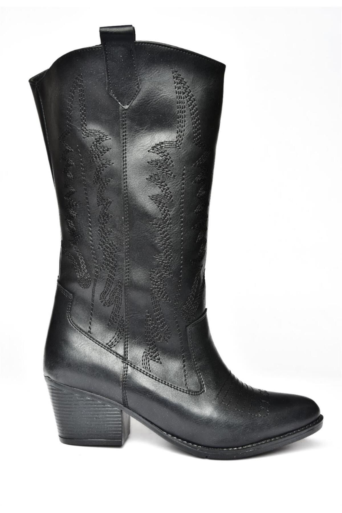 چکمه مشکی زنانه بوت پاشنه بلند R973934009 Fox Shoes