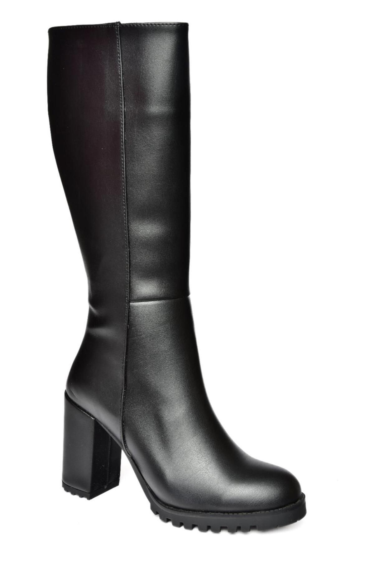 Fox Shoes-R518911409 Czarne botki damskie na grubym obcasie 7