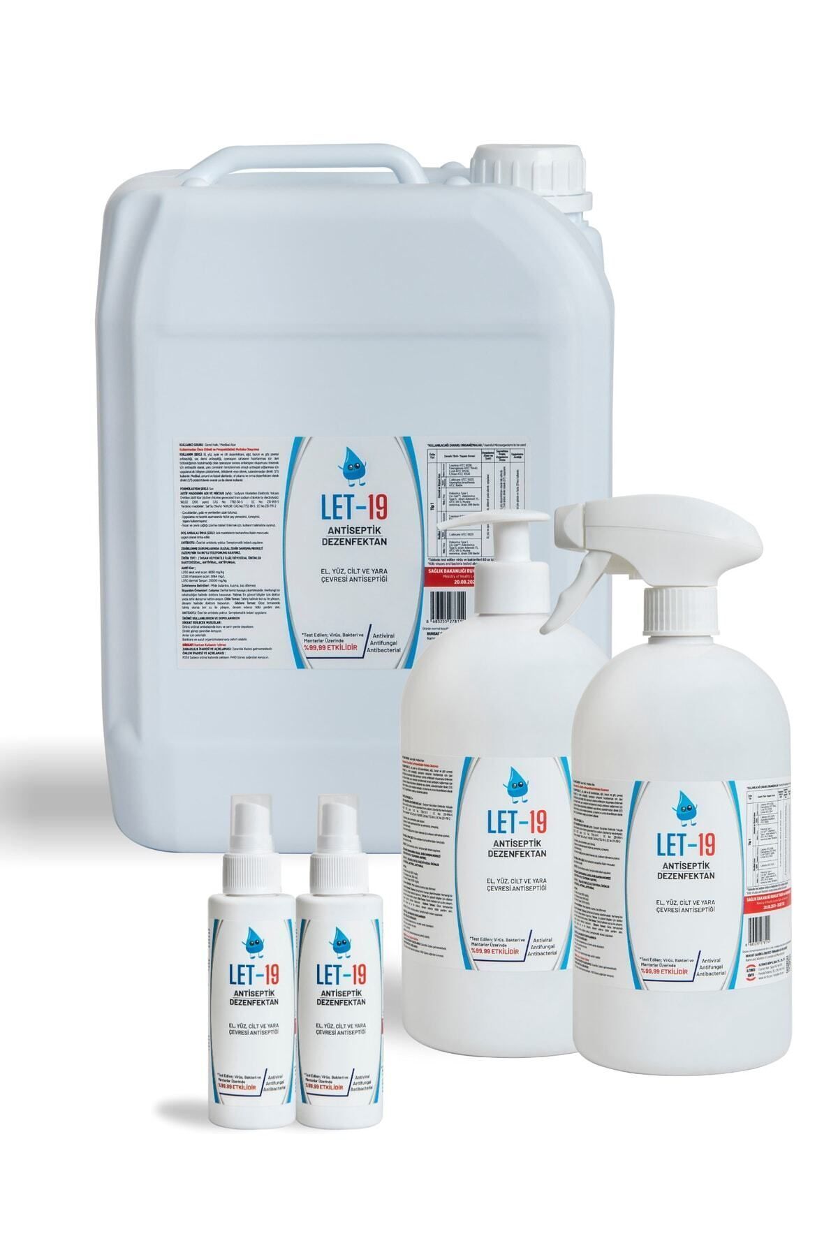 LET-19 5'li Set Hipokloröz El&yüz&cilt Dezenfektanı Antiviral-antibakteriyel (ALKOLSÜZ)