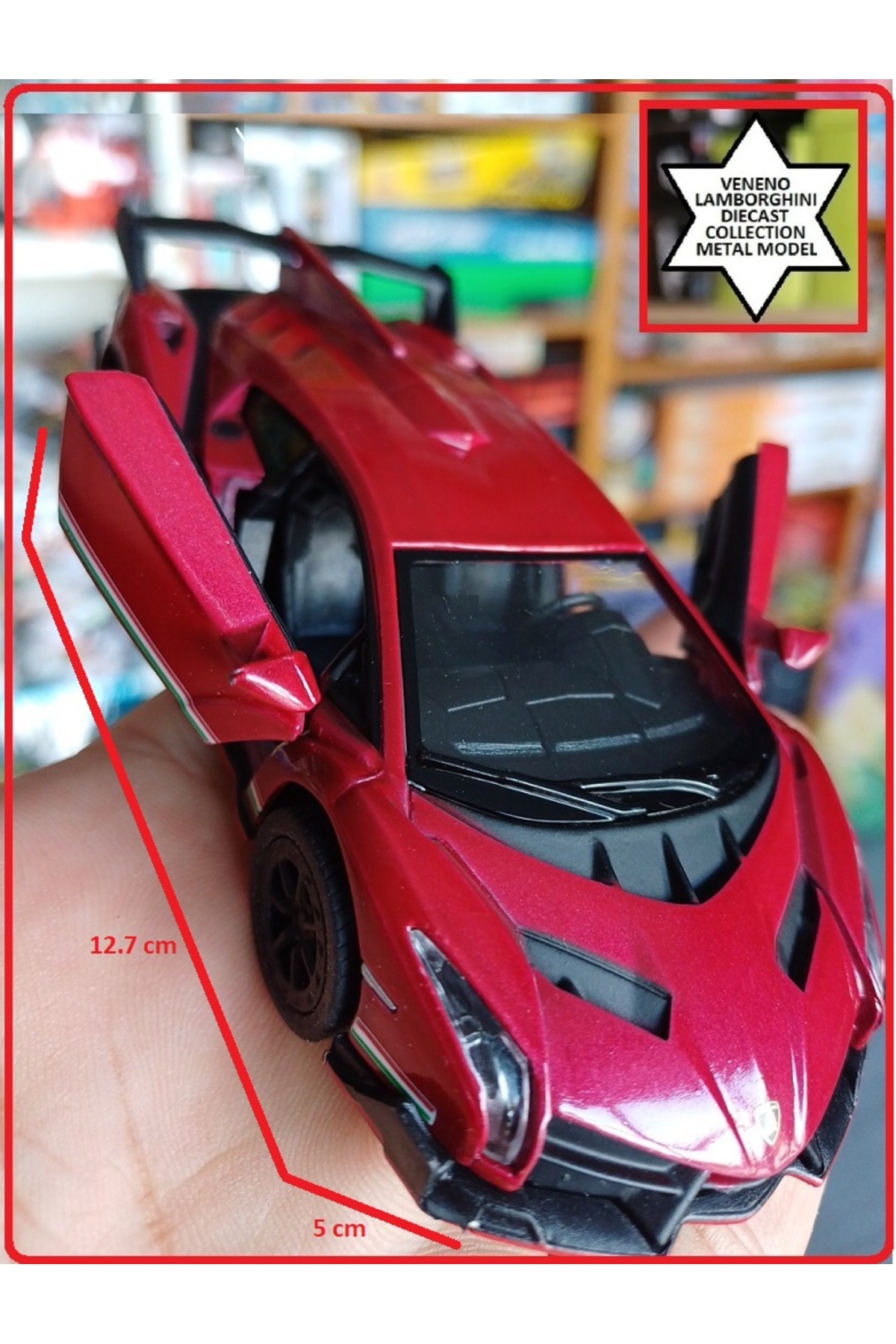 OYUNCAKSAHİLİ Lamborghini Veneno Diecast Metal 12.7cm Kapılar