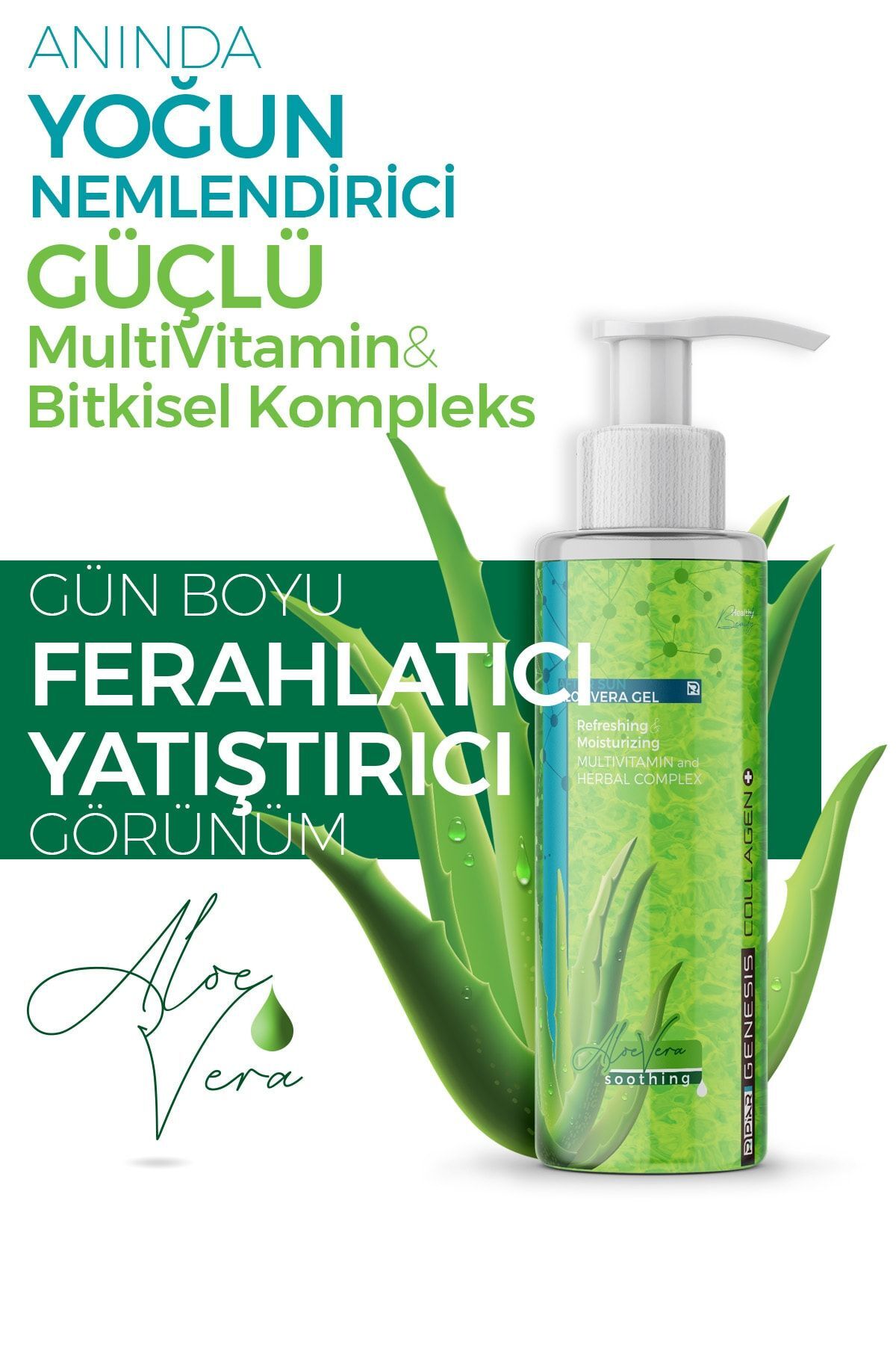 Kolajen Nemlendirici Ferahlatıcı After Sun Aloe Vera Gel 100 ml — 8699691131012 — تصویر 2 از 2