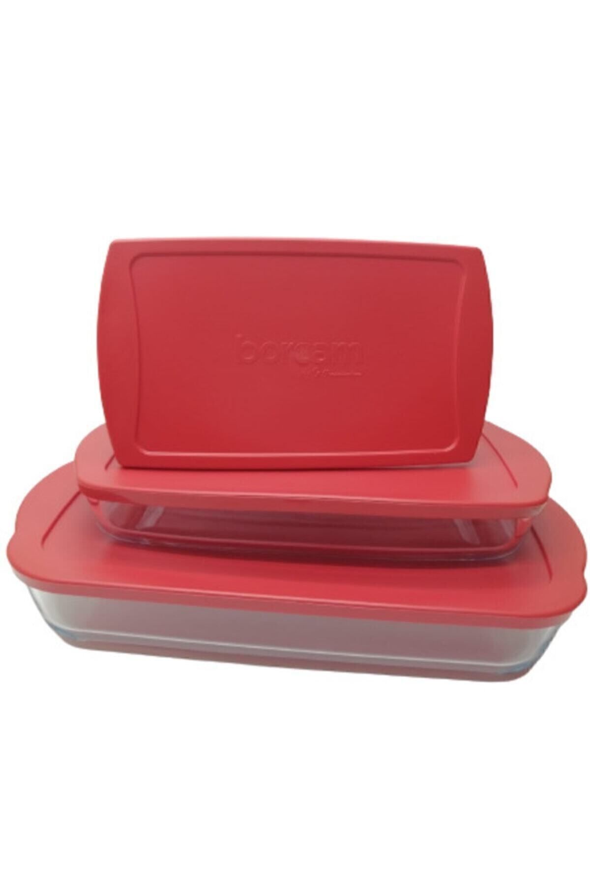 Paşabahçe-Red Lid Rectangular Pyrex Set 3 Pieces 3