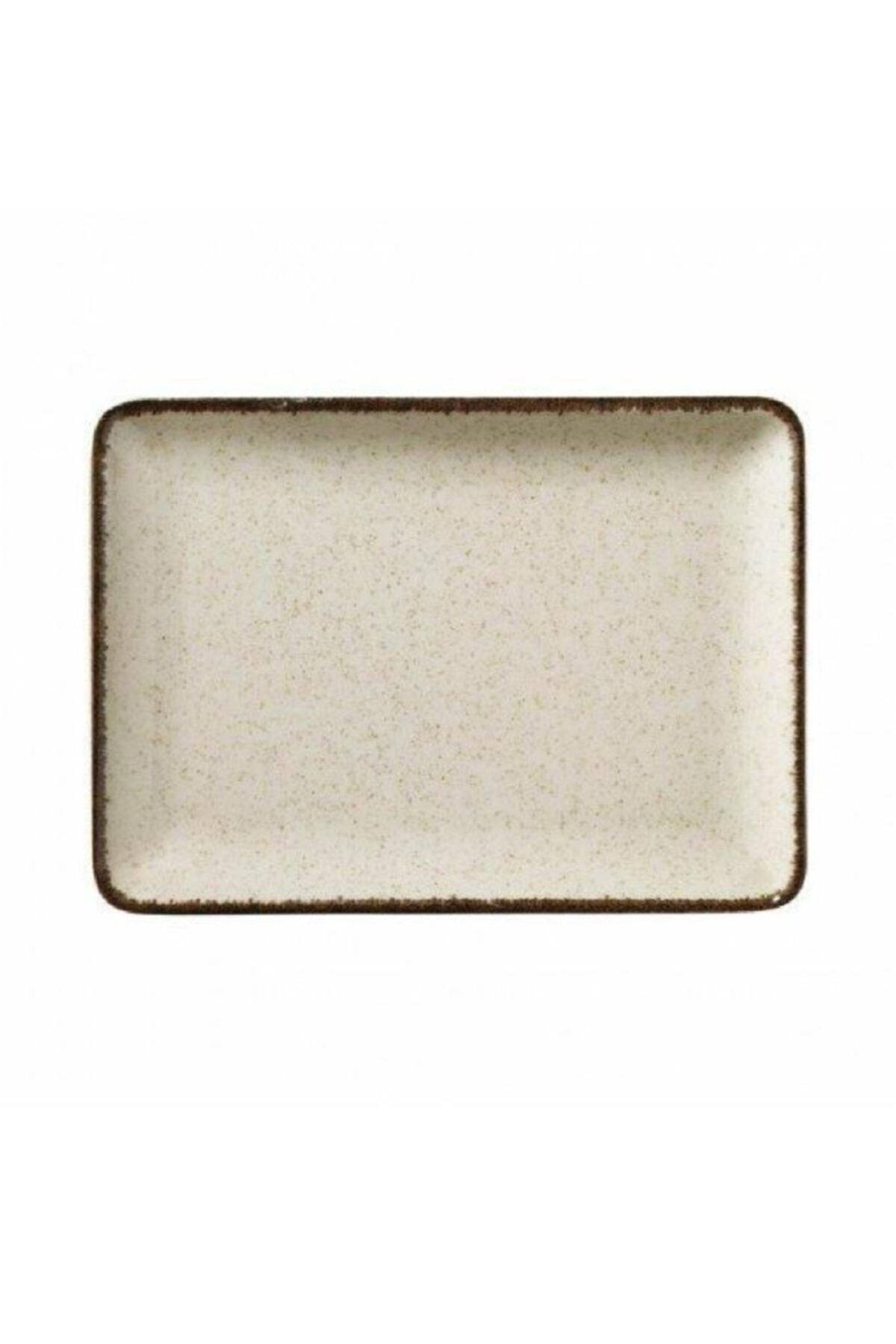 PEARL Porselen Dikdörtgen Düz Tabak 23x17 cm Tarçın ( Amblemli )