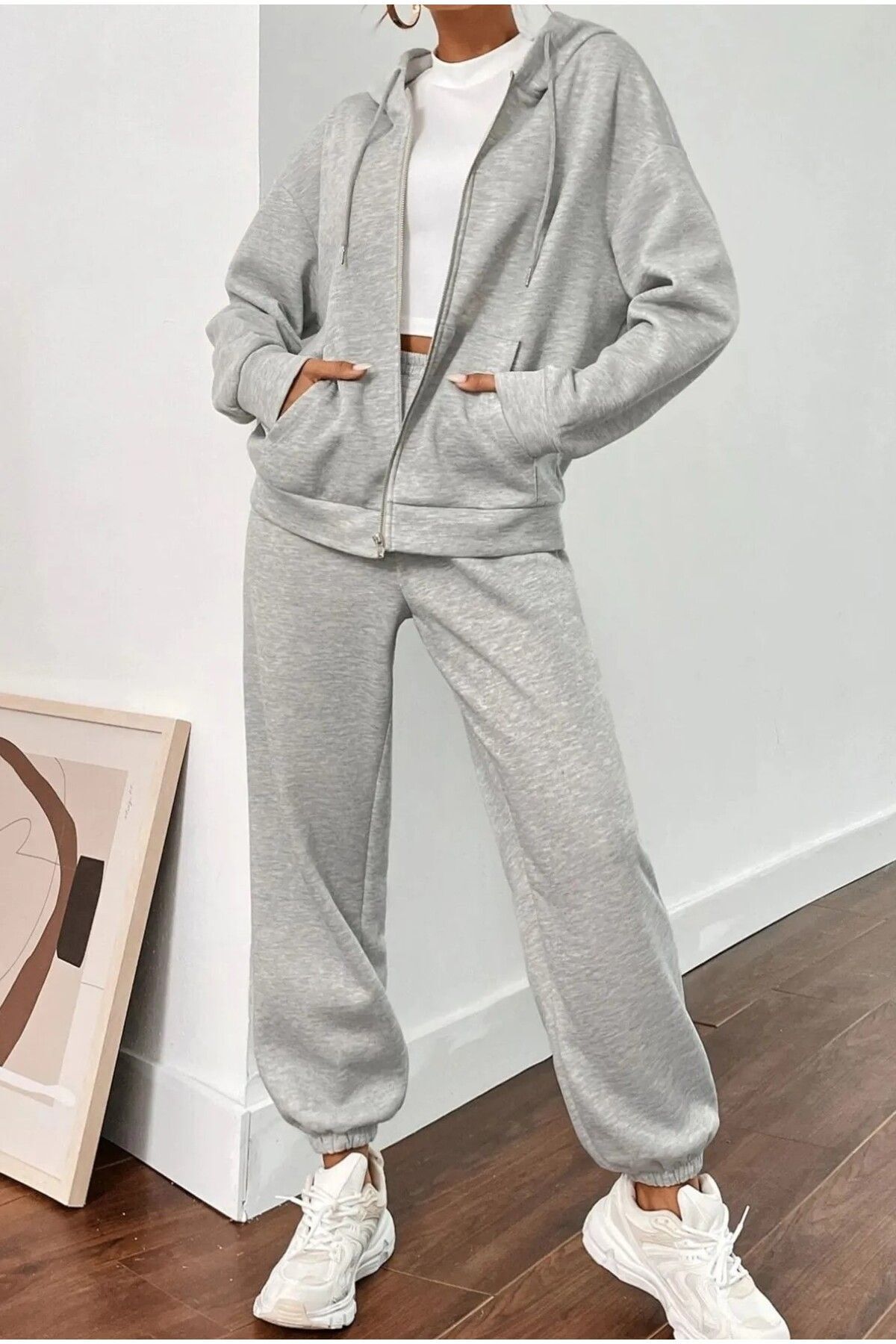 HIRSCH Unisex Gray Oversize Tracksuit and Cardigan Set - Set of 2