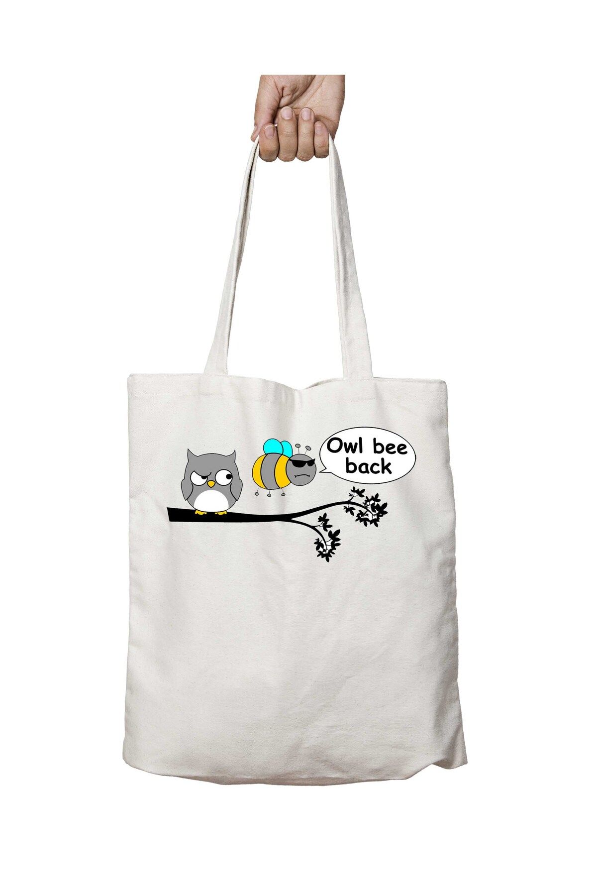 ART HEDİYE-Owl Bee Back - Geantă lavabilă cu imprimeu permanent pe două fețe 1