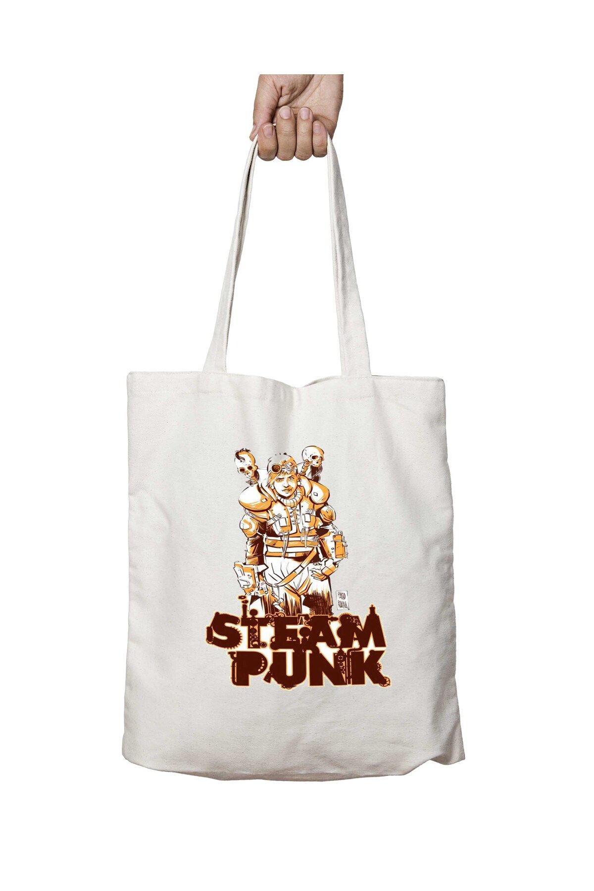 ART HEDİYE Model Steam Punk Head - Geantă De Umăr Lavabilă, Imprimată Permanentă, Pentru Plajă Și Școală Unisex - One Size