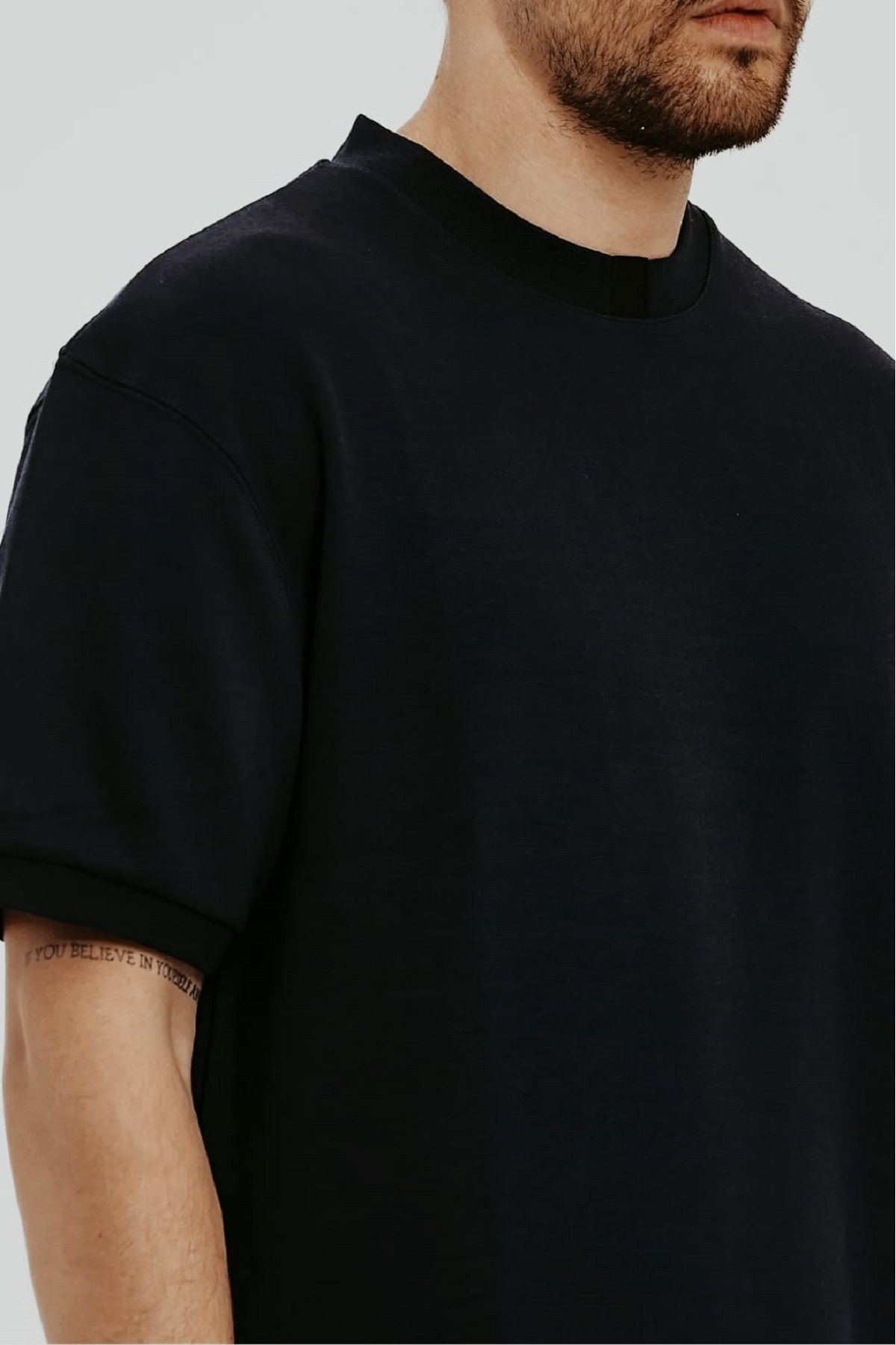 Rodi Jeans-Men's Black Oversize CoTTon T-Shirt - Crew Neck, Two Thread, 100% CoTTon 2