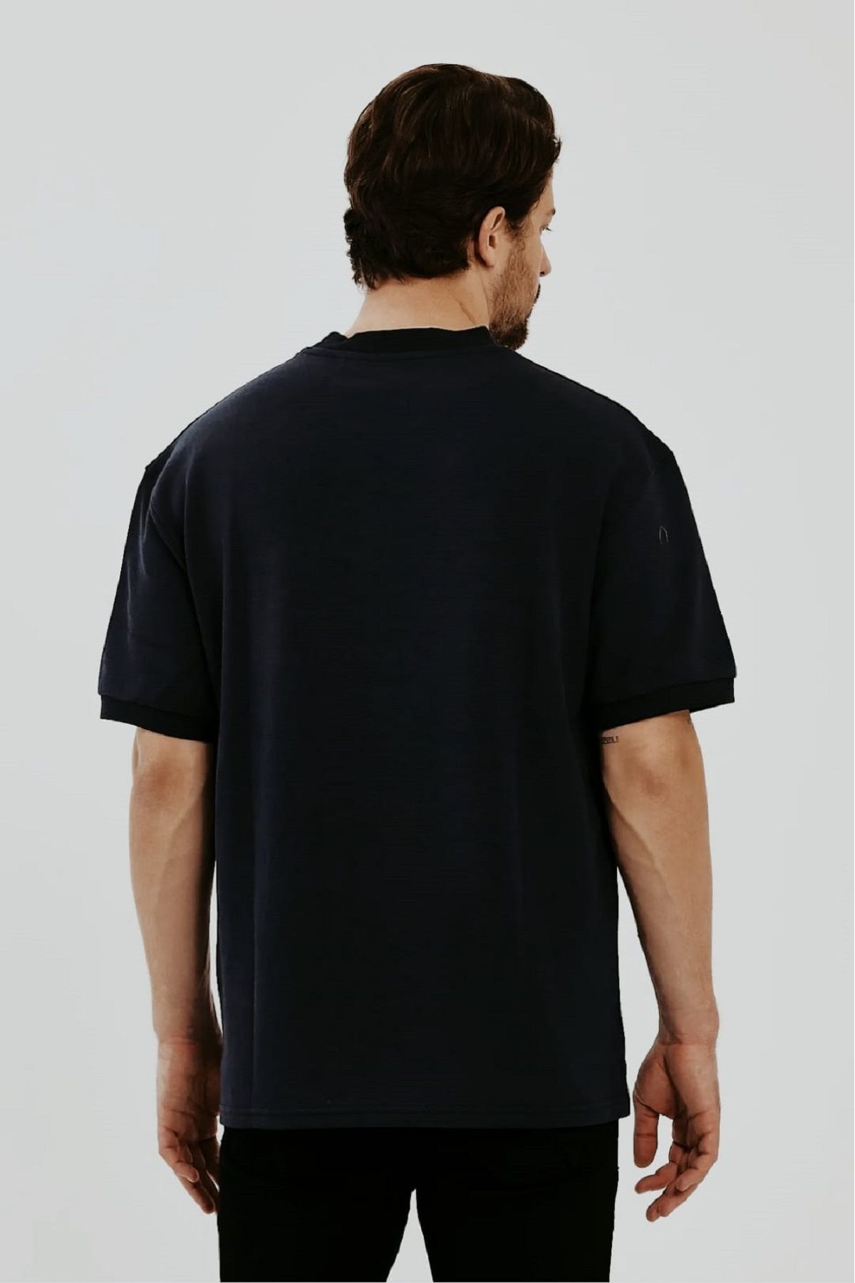 Rodi Jeans-Men's Black Oversize CoTTon T-Shirt - Crew Neck, Two Thread, 100% CoTTon 4